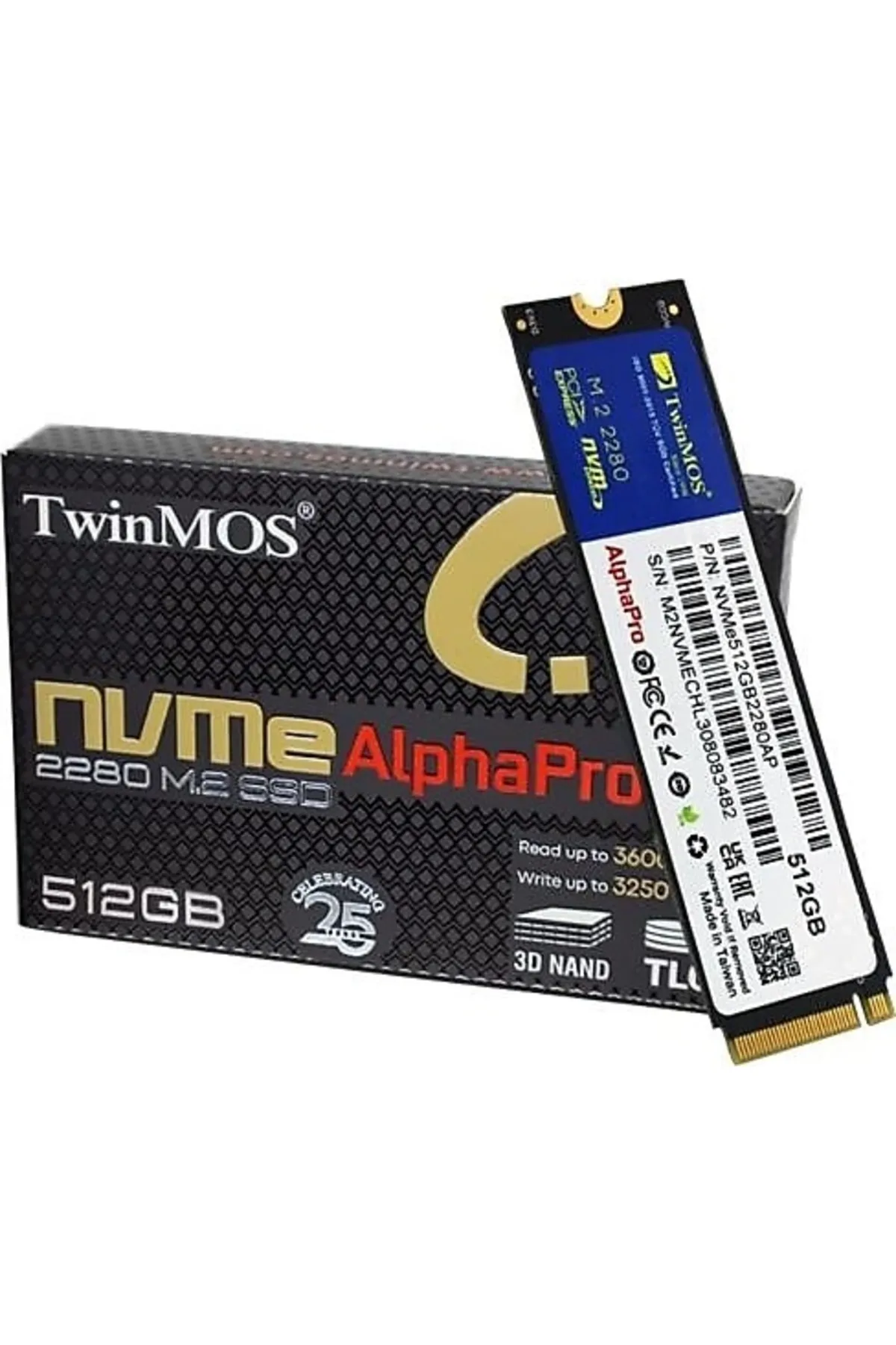 TwinMOS ALPHA PRO 512GB PCIE NVME M.2 3600/3250 3DNAND SSD NVME512GB2280AP GEN3