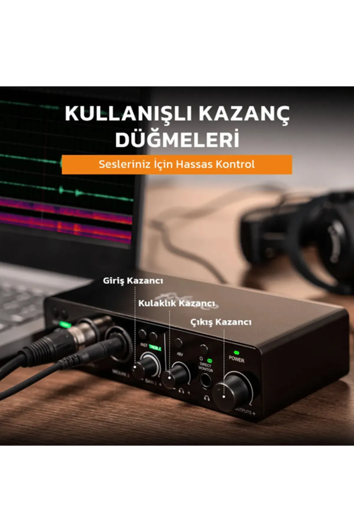 Fifine Ampli 3 - USB Stüdyo Ses Kartı 2 Giriş 2 Çıkış 24bit/192kHz WINDOWS/MAC/IOS/Android