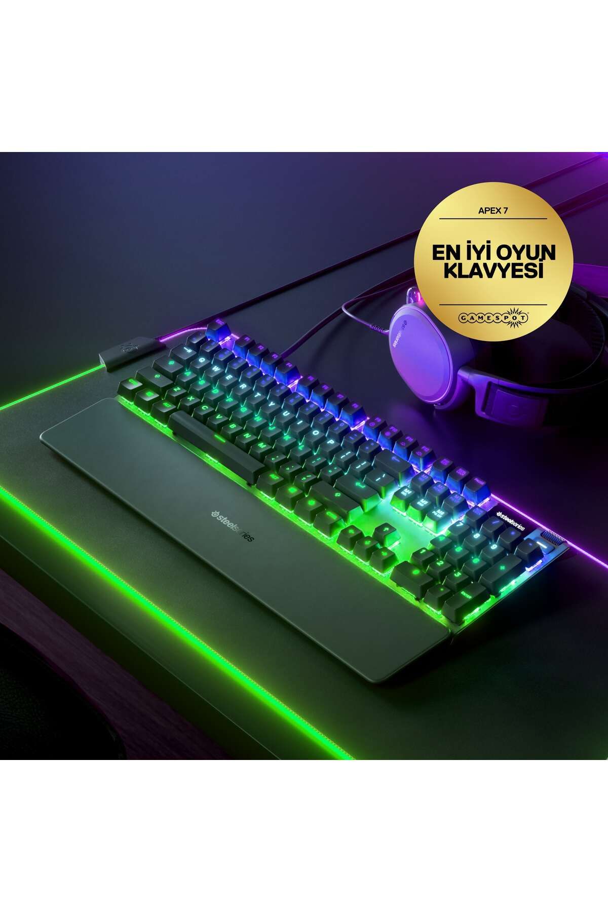 SteelSeries Apex 7 Mekanik Oyun Klavyesi, Oled Akıllı Ekran, Red Switch, Türkçe Qwerty