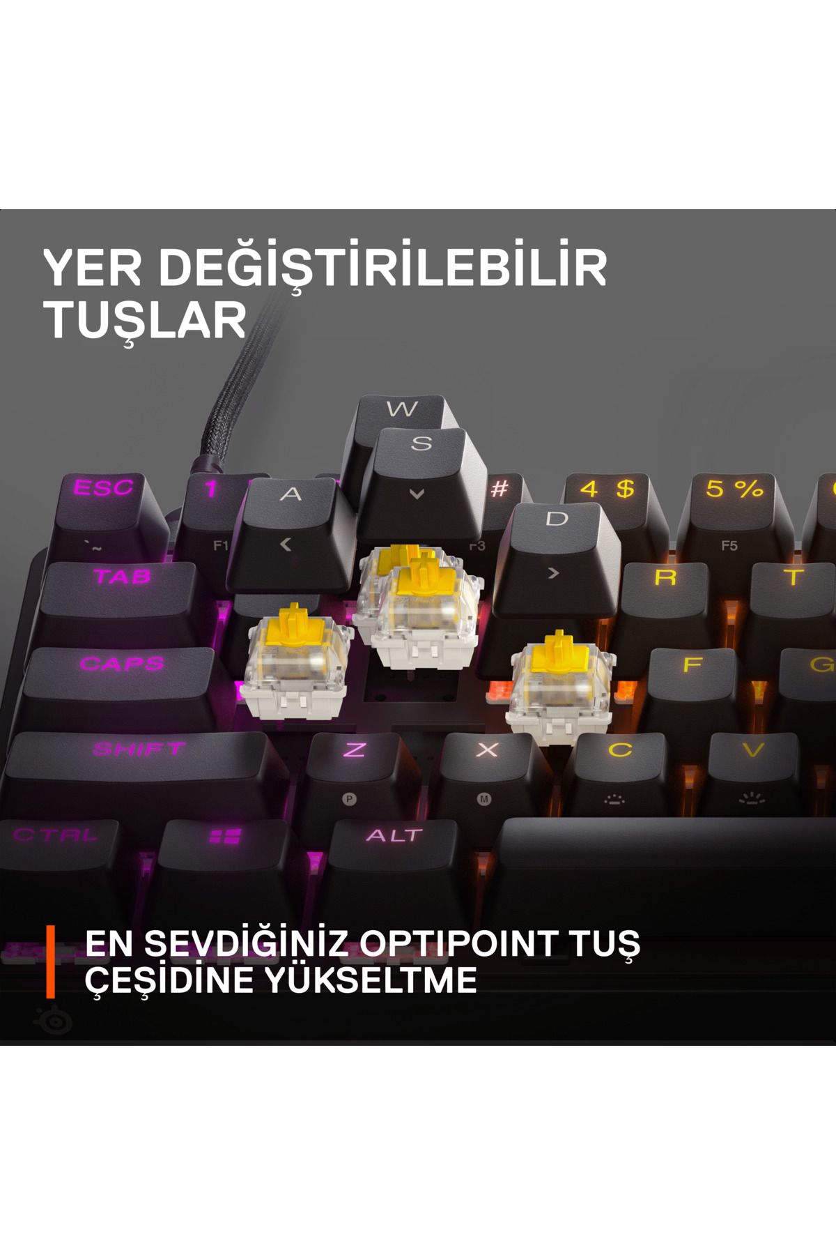 SteelSeries Apex 9 Mini Mekanik Oyun Klavyesi – Optik Tuşlar – Kompakt %60 Tasarım – Rgb