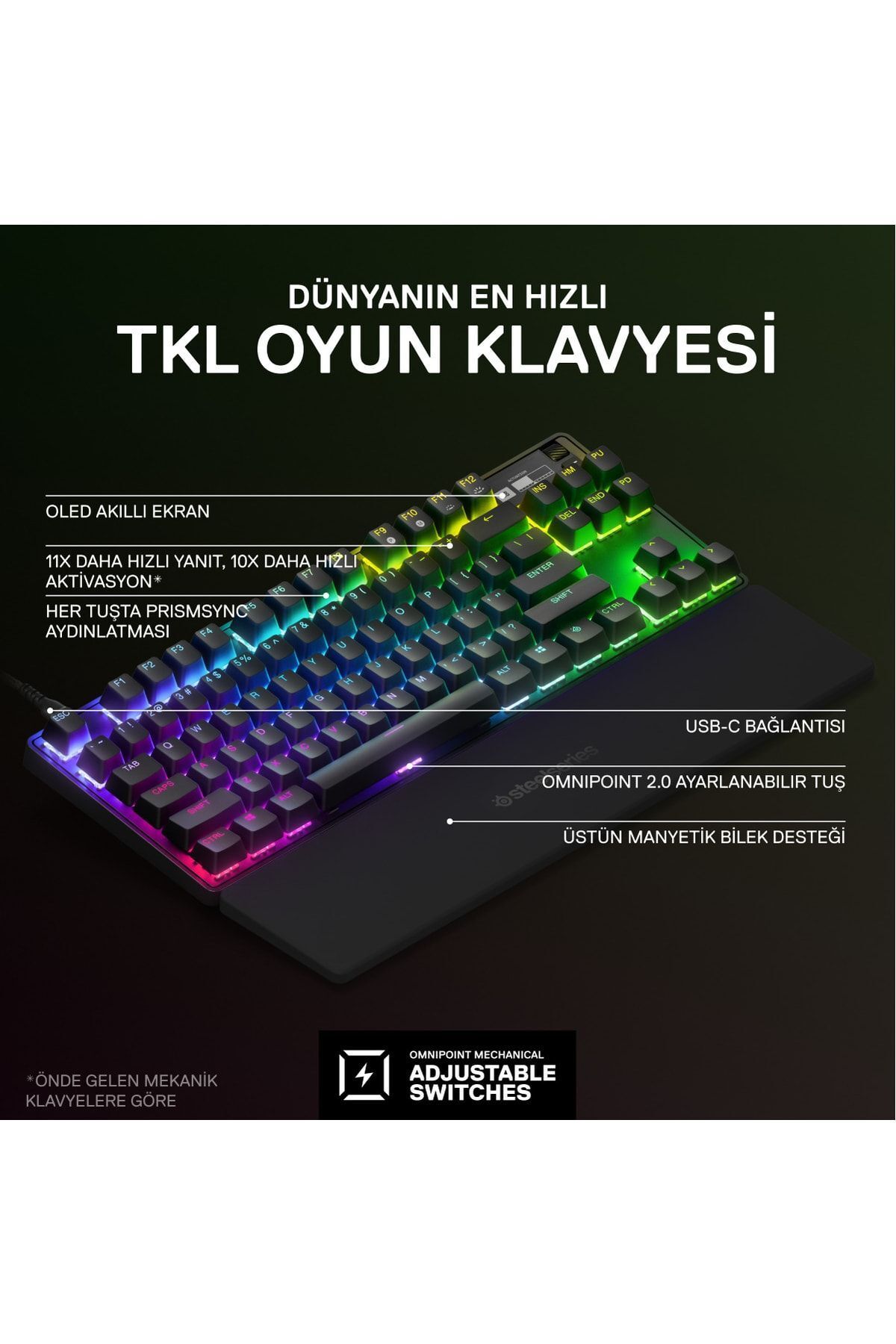 SteelSeries Apex Pro Tkl Mekanik Oyun Klavyesi (2023) - Ingilizce Q