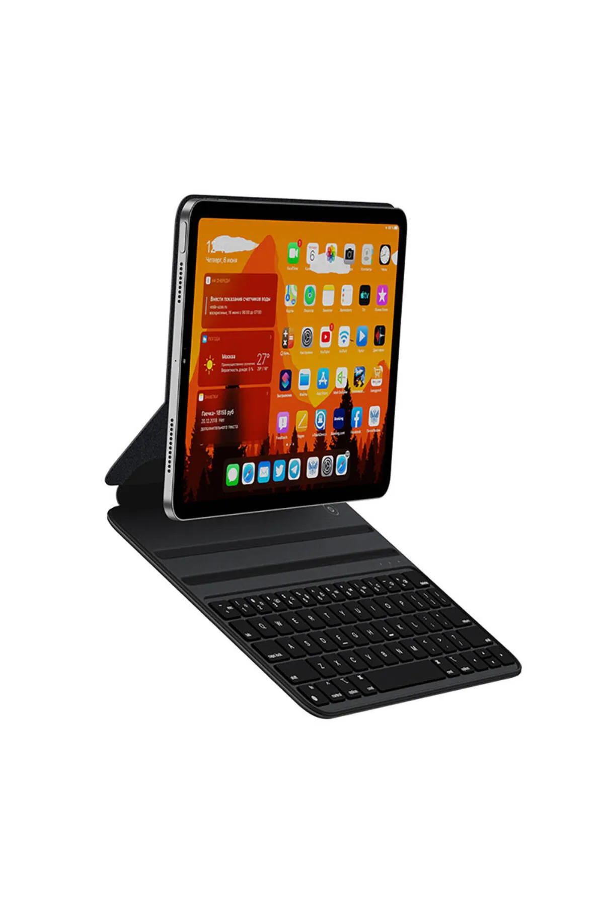 Wiwu Apple İpad Air 11 inç 2024 Magic Klavye Keyboard Magnetik Q Akıllı Işıklı Klavyeli Kılıf M2 6. Nesil