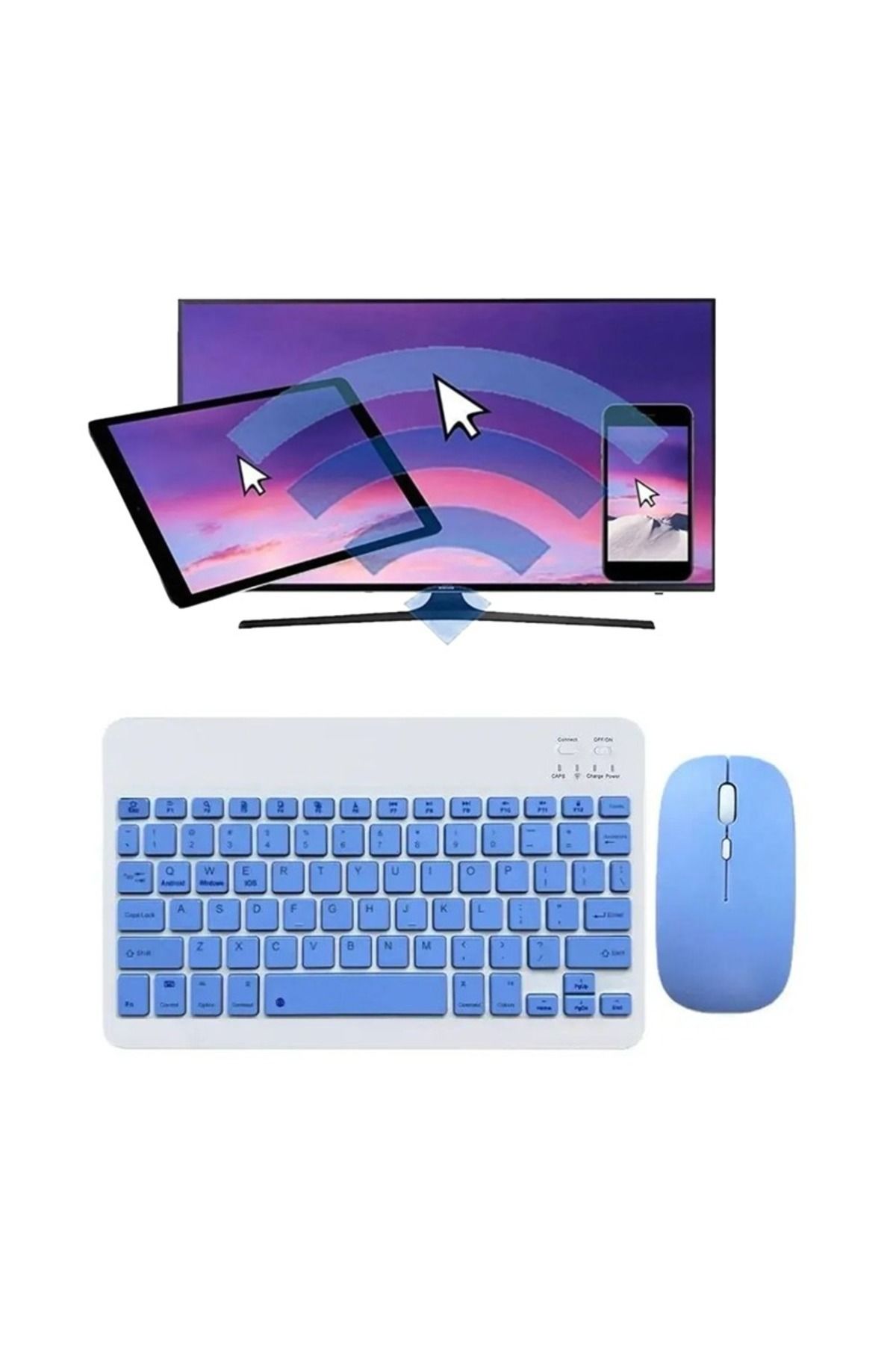 Alfa MEC Apple iPad Air 13 2024 Uyumlu Kablosuz Bluetooth Klavye+mouse Set