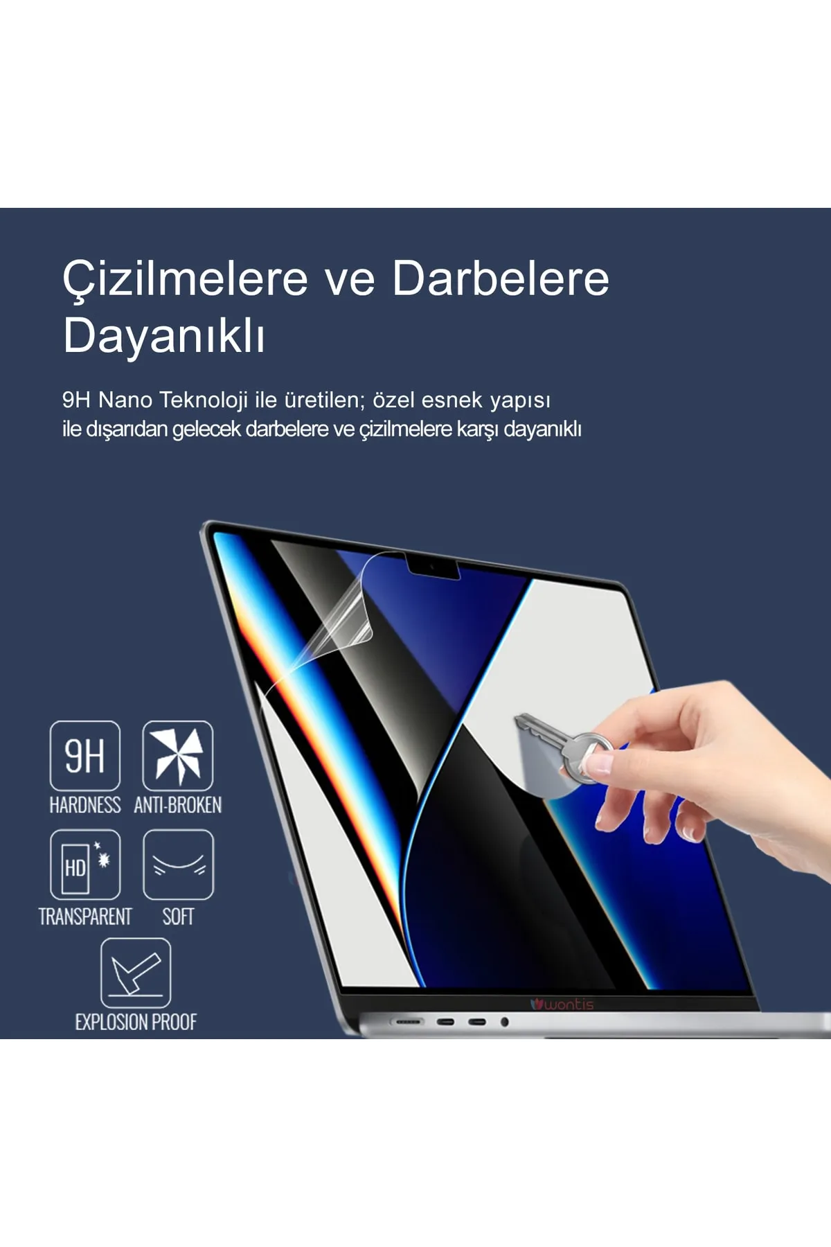 Wontis Apple Macbook Air M1 (mgn73tu/a) 13.3 Inç Notebook Premium Ekran Koruyucu Nano Cam