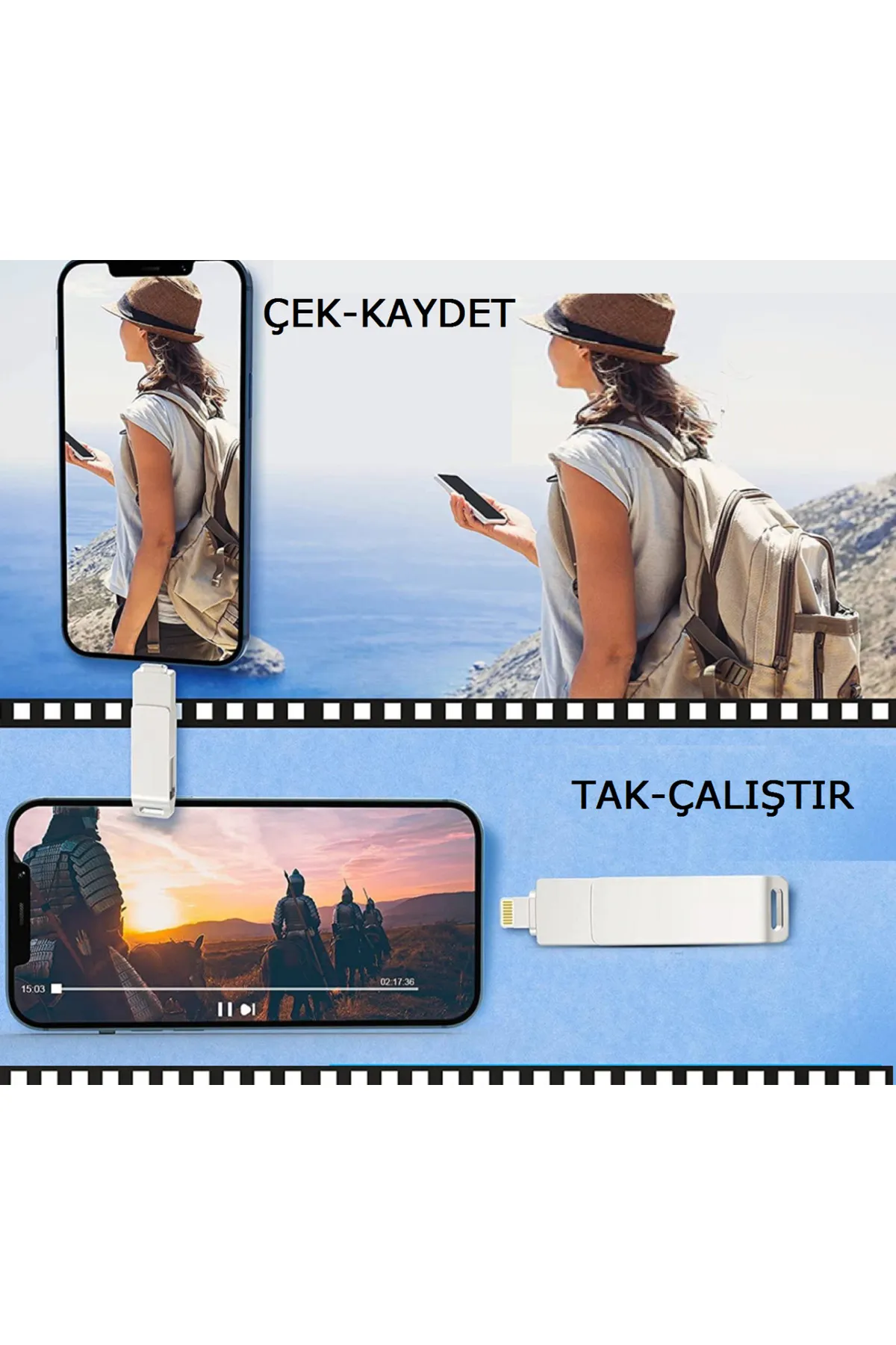 Şıktek Apple Uyumlu 32 GB-64 GB Flash Belek iPhone USB Lightning OTG Hem Telefon Hem PC için Flash Belek