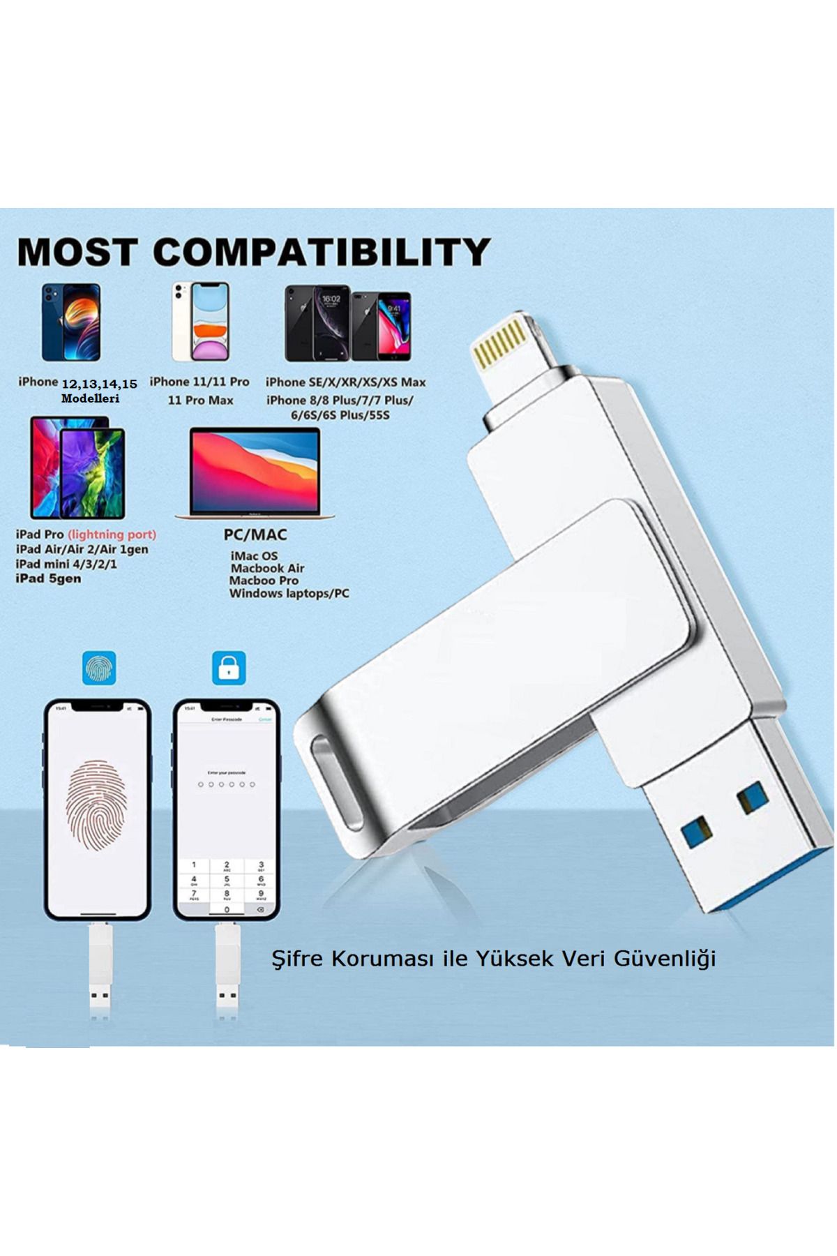 Makroteknoloji Apple Uyumlu 32 GB Flash Bellek - iPhone USB Lightning OTG - Hem Telefon Hem PC için Flash Bellek