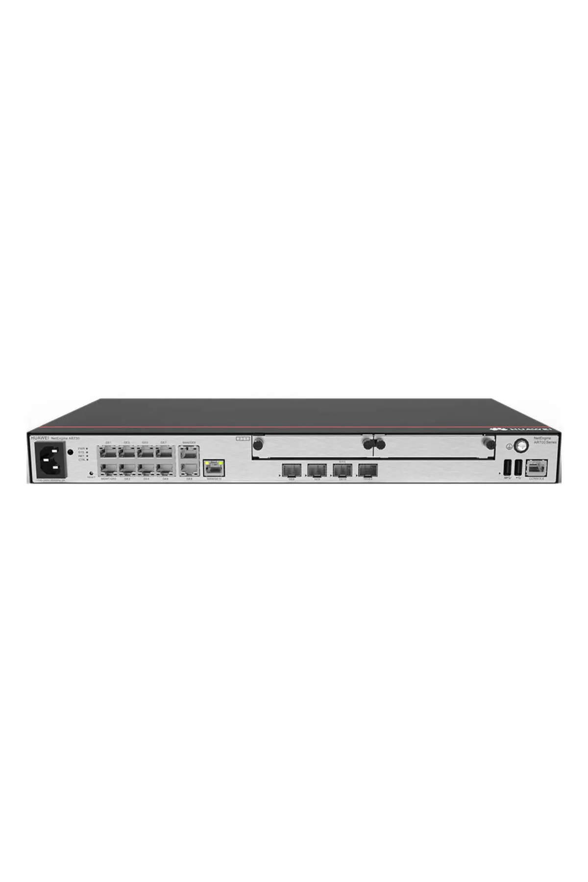 Huawei AR730, 2*GE combo WAN, 1*10GE(SFP+) WAN, 8*GE LAN, 1*GE combo LAN, 2*USB 2.0, 2*SIC