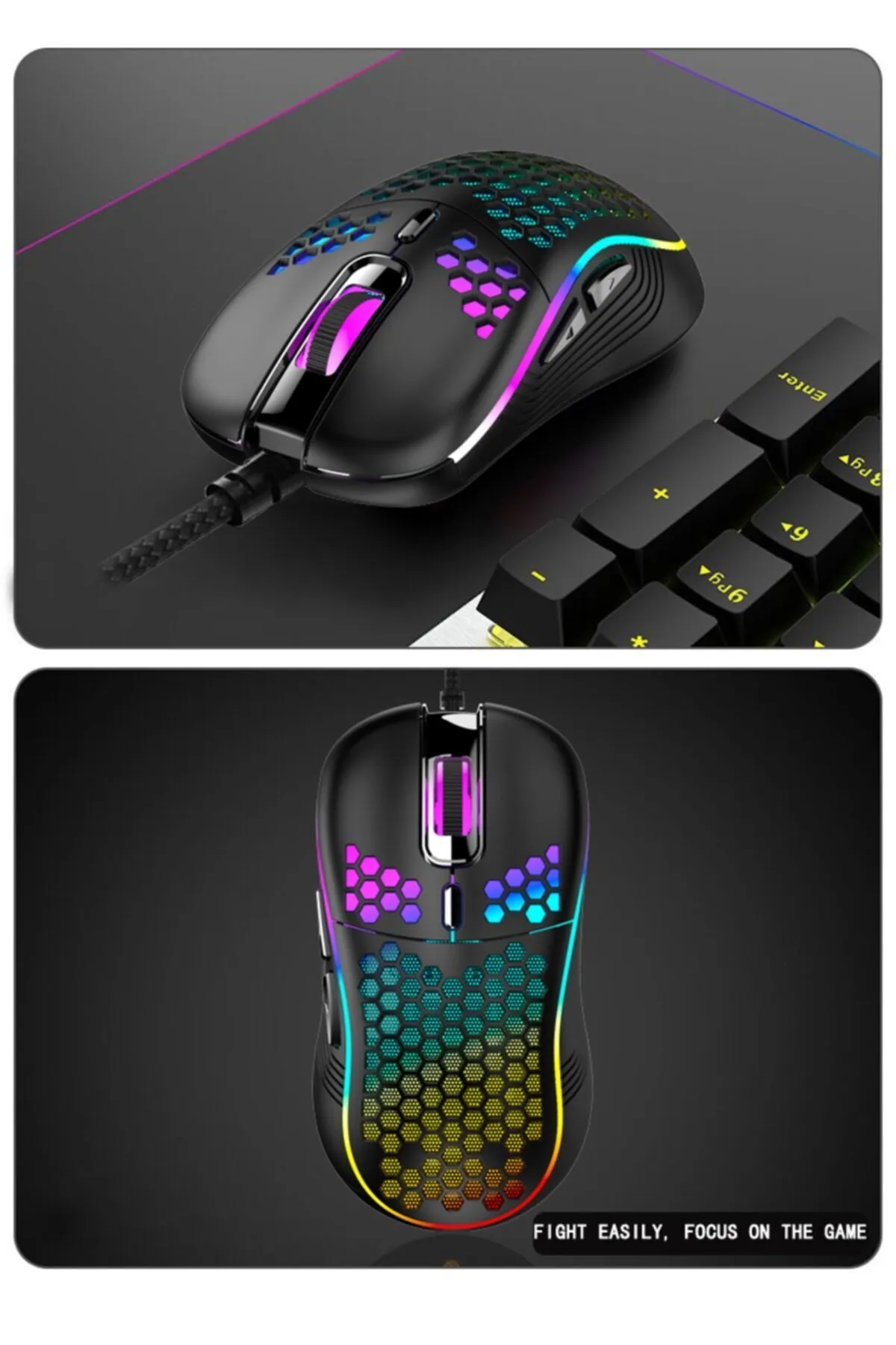 starnewstore arcnxx Led Işıklı Oyuncu Mouse Gaming 800-2400 Dpi 0 Oyun Mouse Mat Siyah Sn  1022995