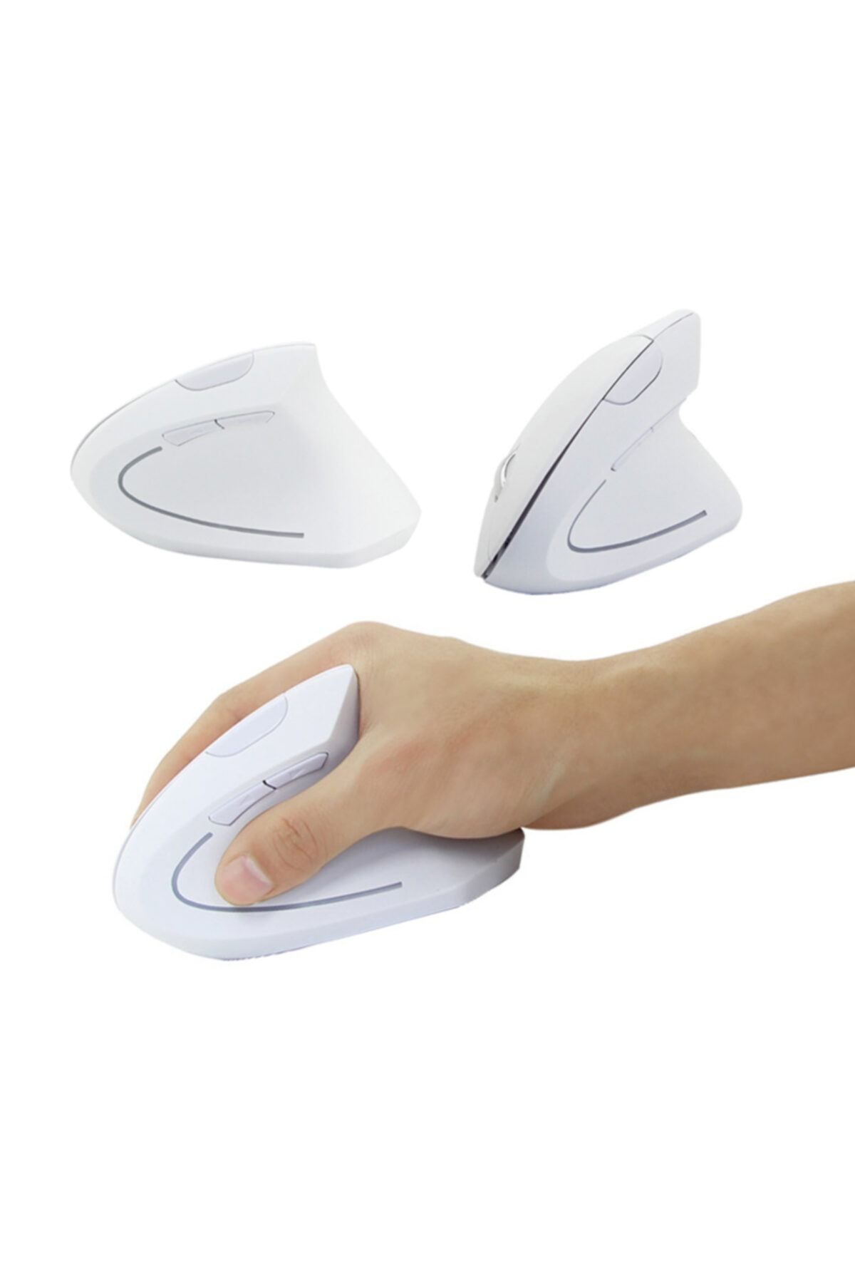 Cloody Şarjlı Dikey Ergonomik Kablosuz Mouse Fare Wireless 2000 Dpı 6 (BEYAZ)