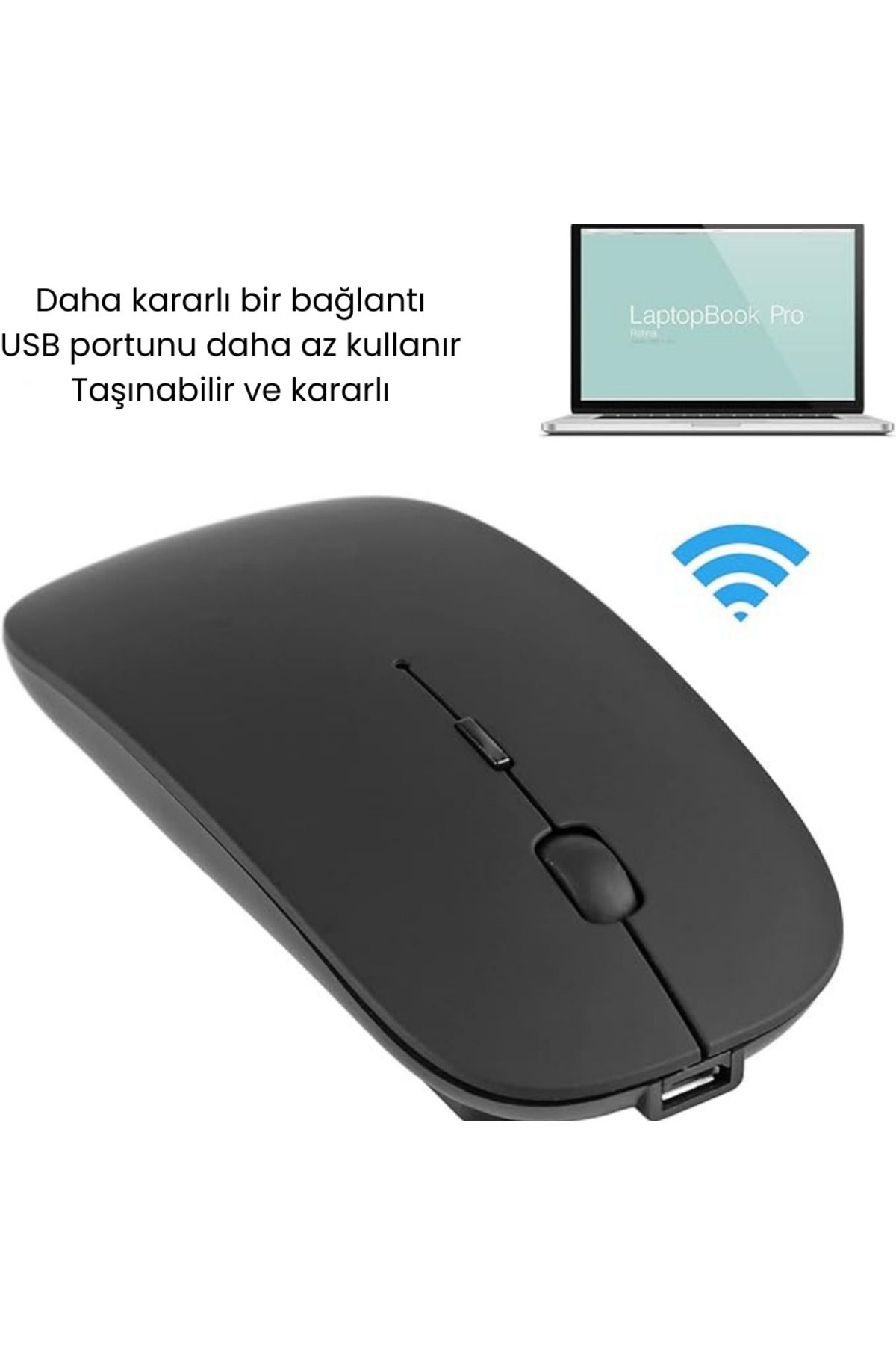 Kendineal Şarjlı Kablosuz Bluetooth Sessiz Mouse - Bilgisayar ve Dizüstü İçin Şarj Edilebilir Tasarım