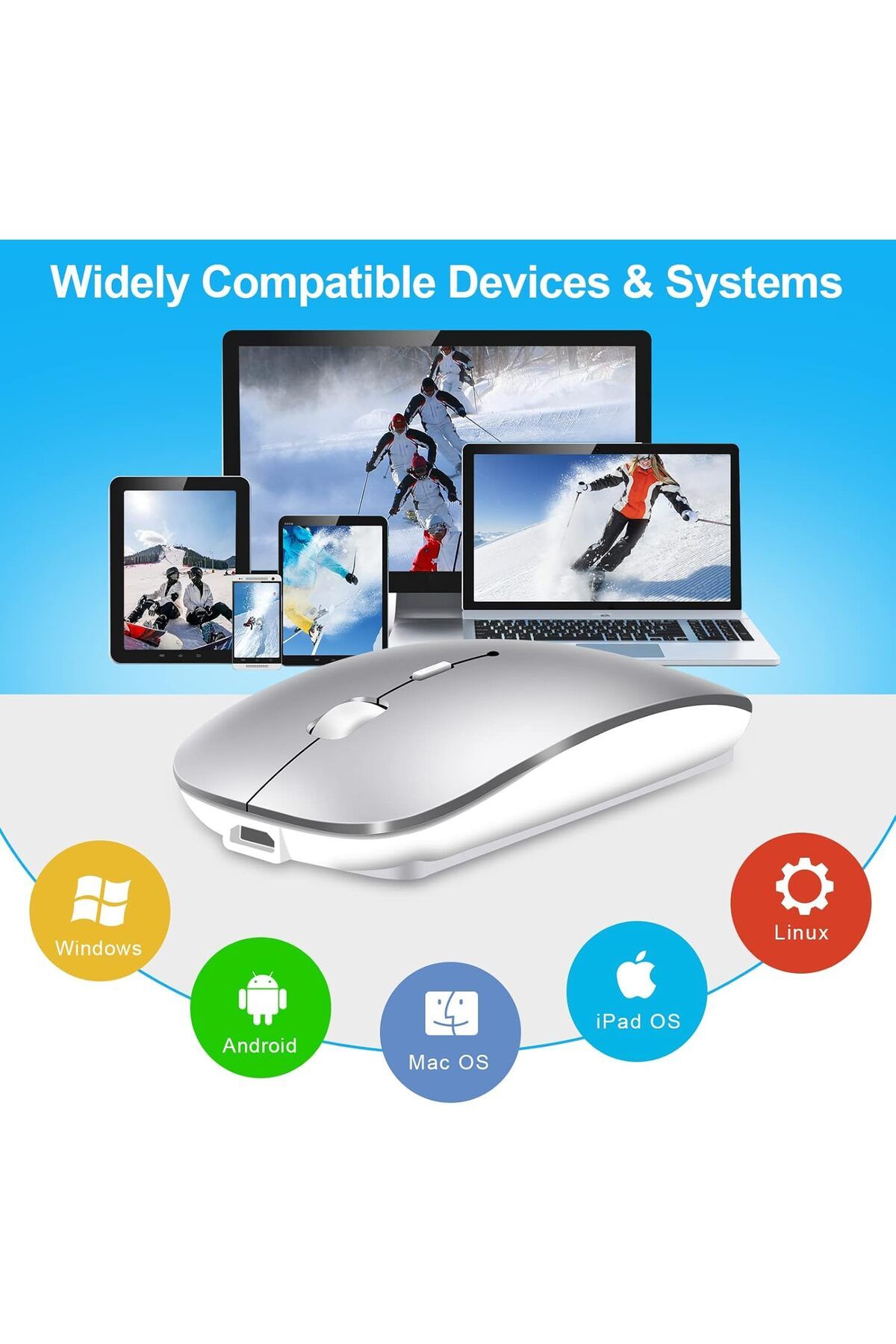 JUNGLEE ŞARJLI MOUSE 2.4GHZ USB WİRELESS VE BLUETOOTH LU SESSİZ FARE İOS ANDROİD TABLET TELEFON UYUMLU