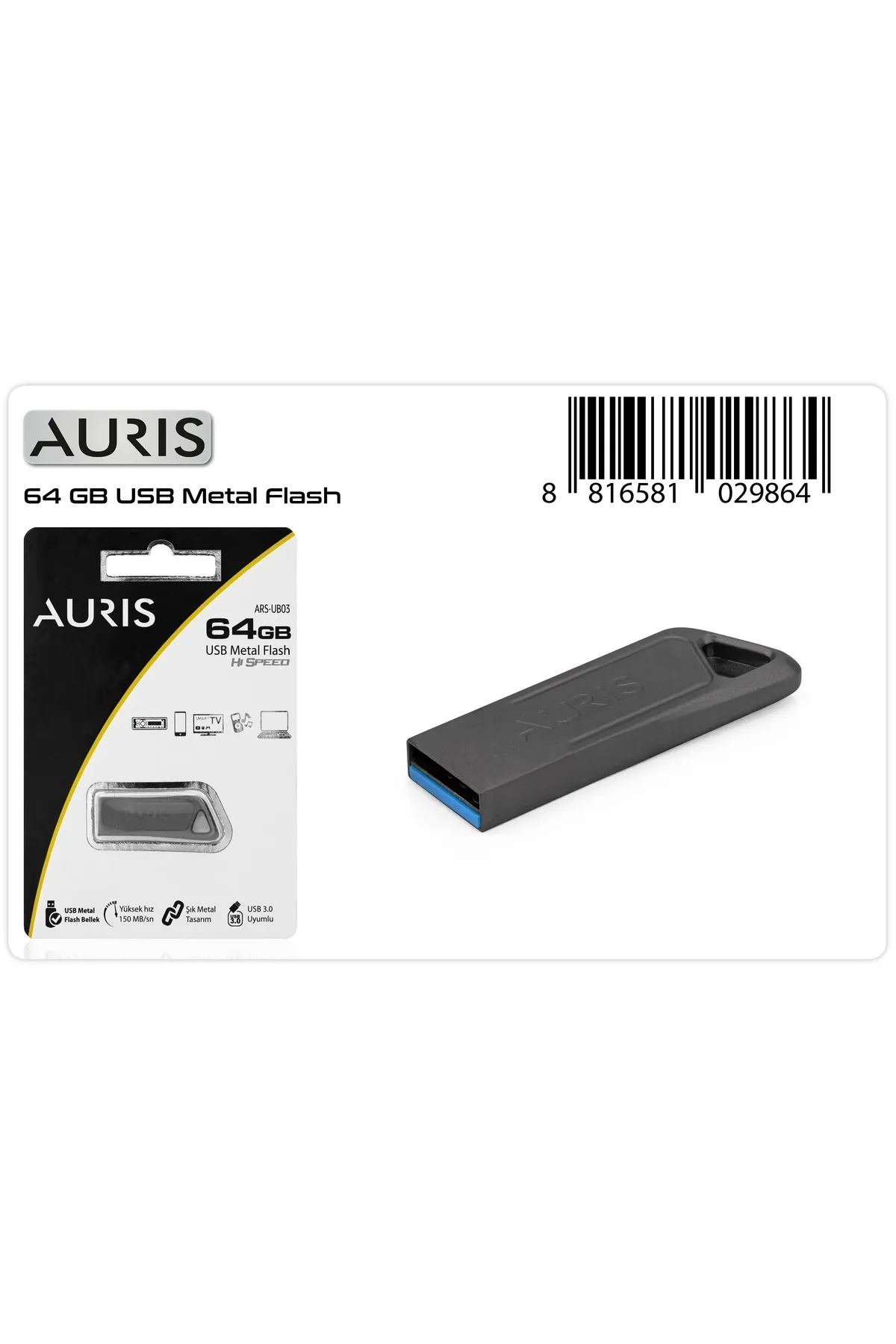 Auris Ars-ub03 64 Gb Usb Metal Flash Bellek