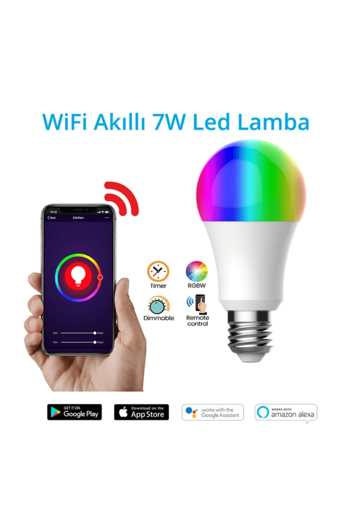 Alpsmart AS8227-CW Wifi Akıllı Ampül 7 Watt LED Lamba