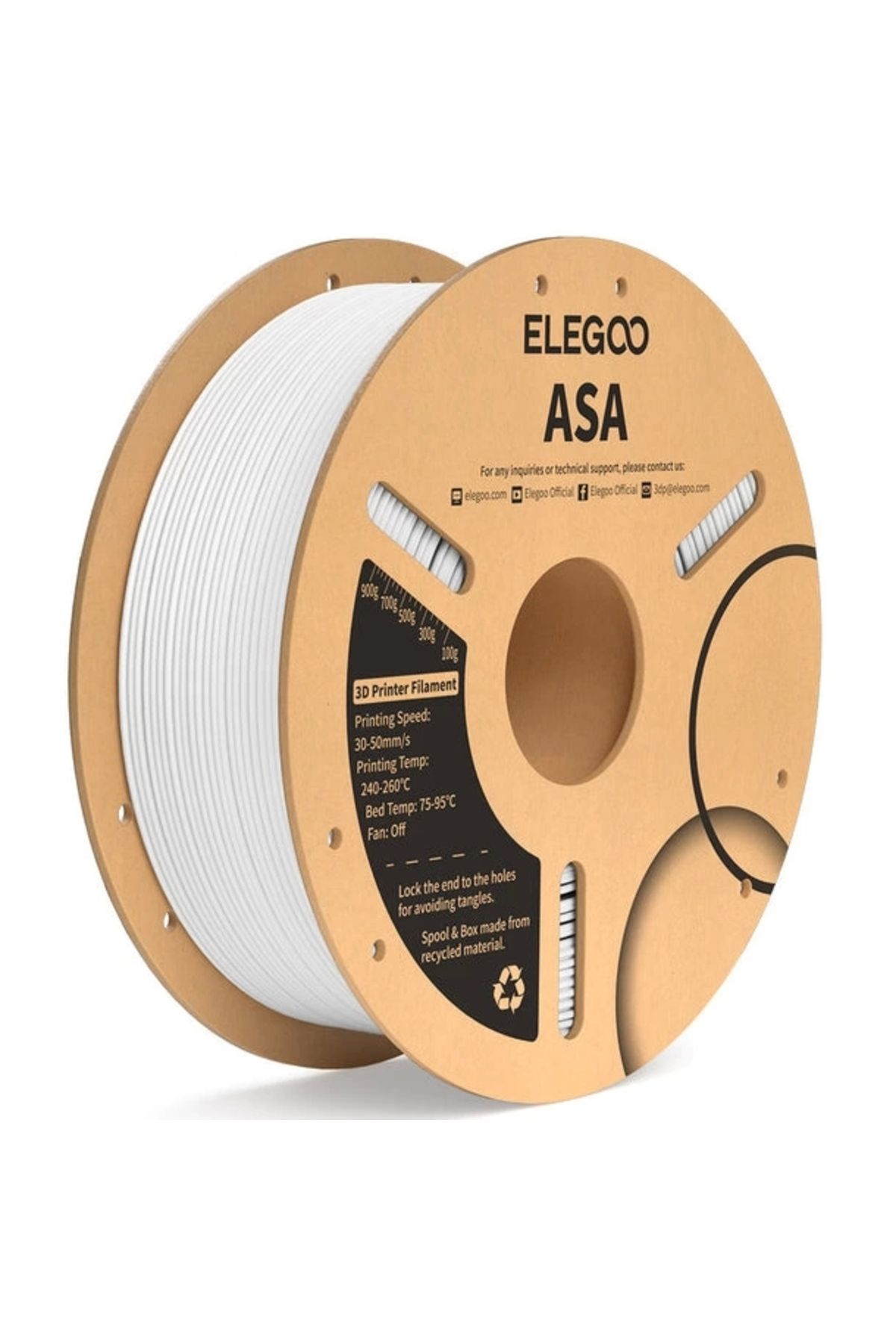 ELEGOO Asa Filament Beyaz 1kg