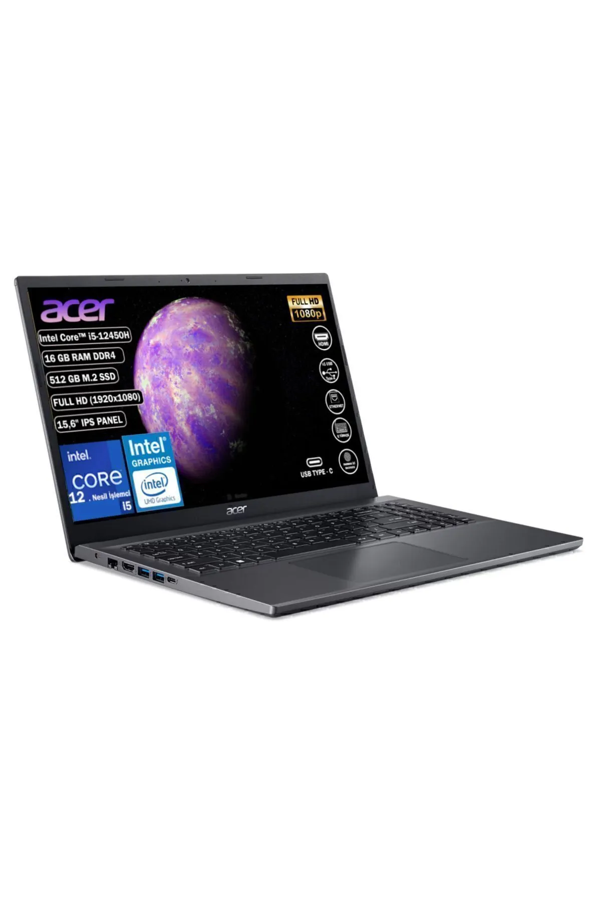 Acer Aspire I5-12450h 16 Gb 512 Gb Ssd Fdos 15.6" Ips (1920X1080) Nx.kn4ey.002