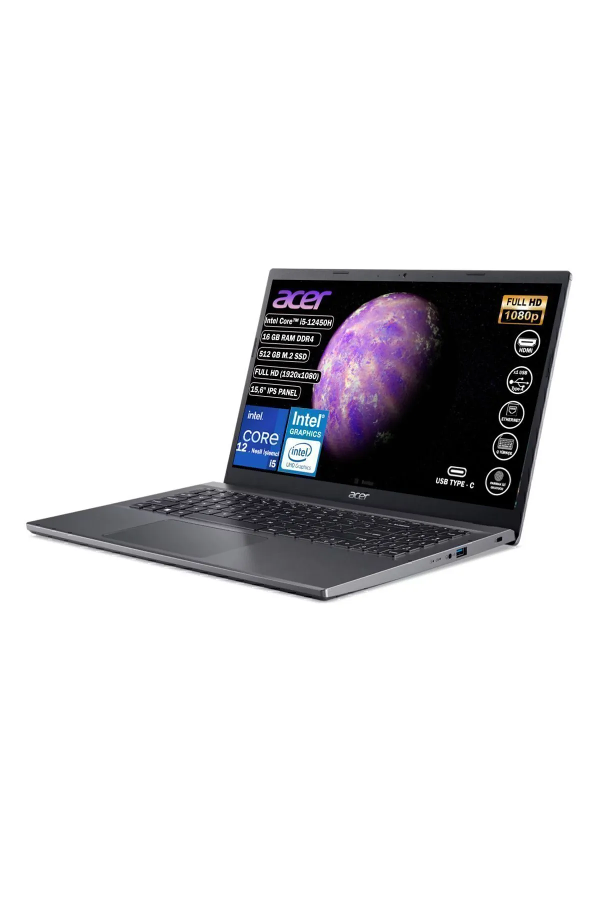 Acer Aspire I5-12450h 16 Gb 512 Gb Ssd Fdos 15.6" Ips (1920X1080) Nx.kn4ey.002