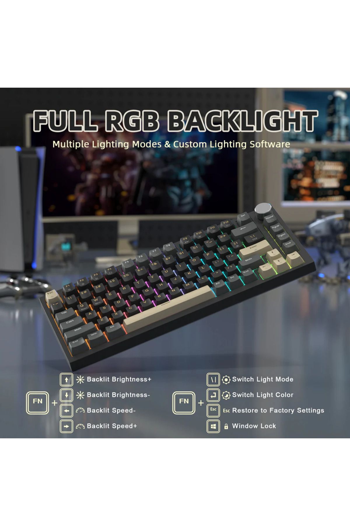 Meyer Gaming Attack Shark K85 Rapid Trigger RGB Kablosuz Mekanik Klavye TÜRKÇE Q