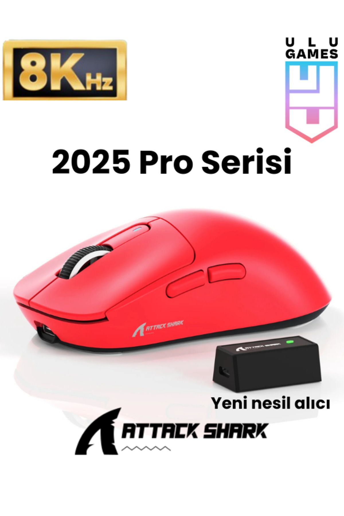 ULUGAMES Attack Shark X3PRO Superlıght 2025 SERİSİ 8000 Hertz Kablosuz Oyuncu Mouse Paw3395