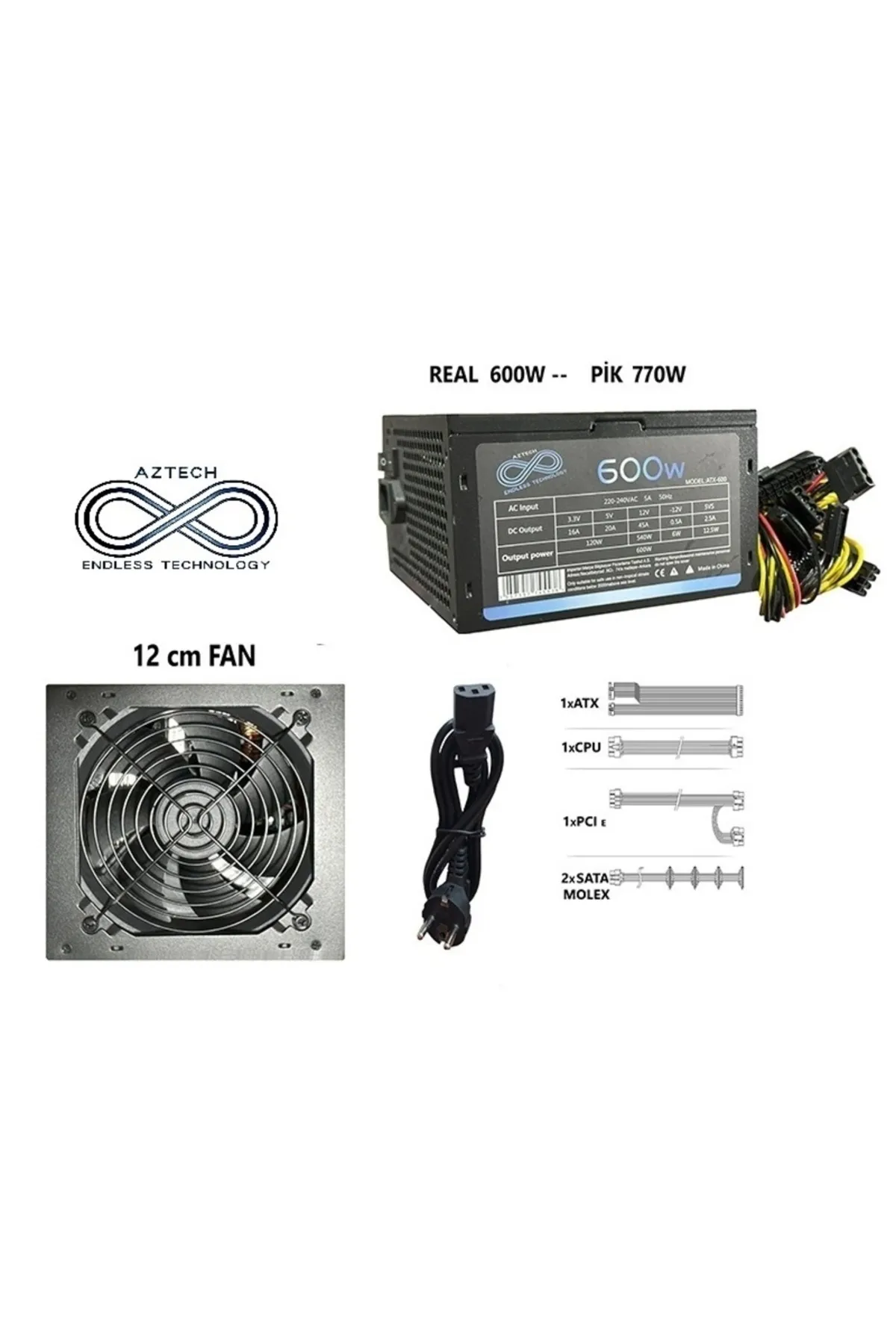 Aztech ATX 600 600W 12 Cm Fan Atx Power Supply