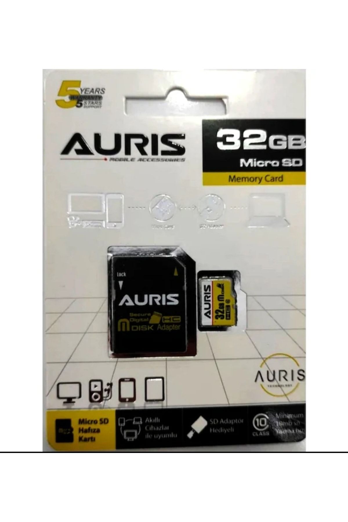 ŞimşekStore Auris 32gb Micro Sd Hafıza Kartı Adaptörlü Sdhc Hafıza Kart