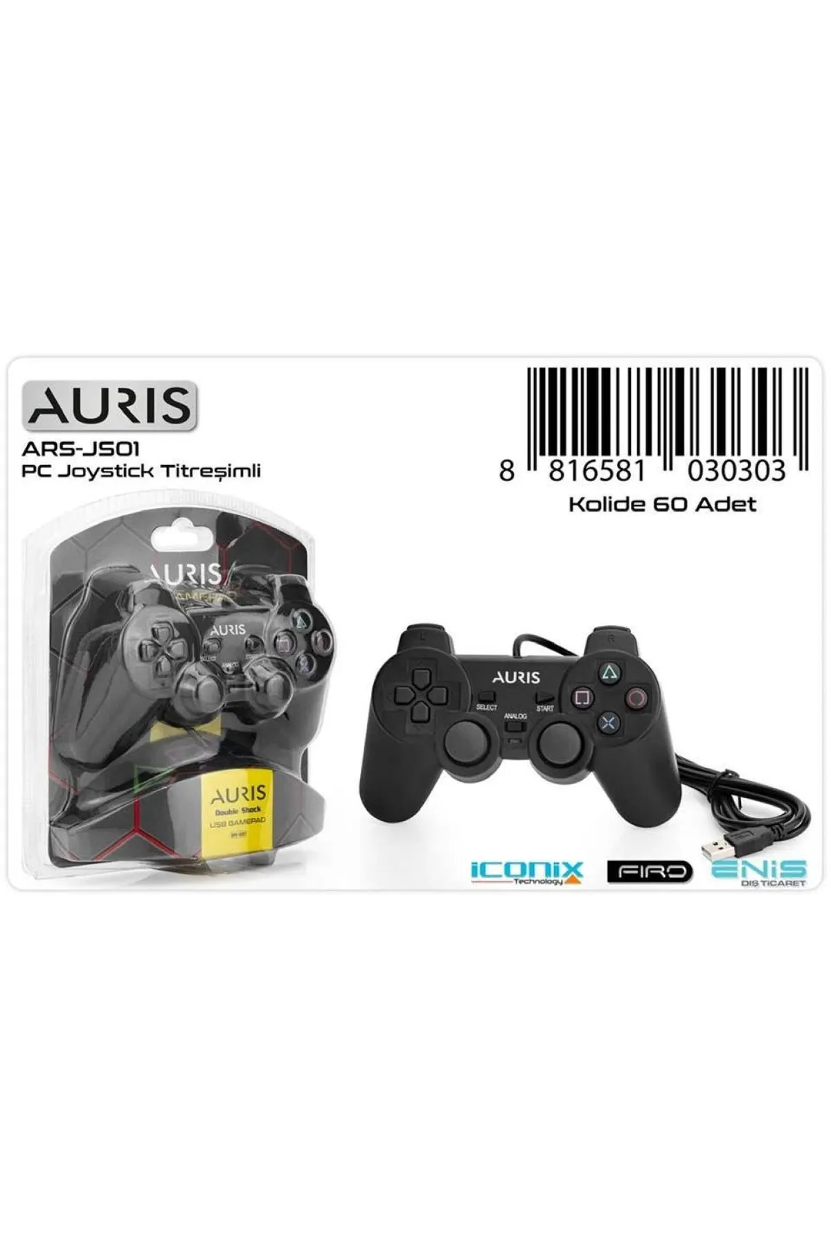 Auris AURİS ARS-JS01 Pc Uyumlu Joystick Çift Titreşimli Usb Girişli Bilgisayar Oyun Kolu GAMEPAD