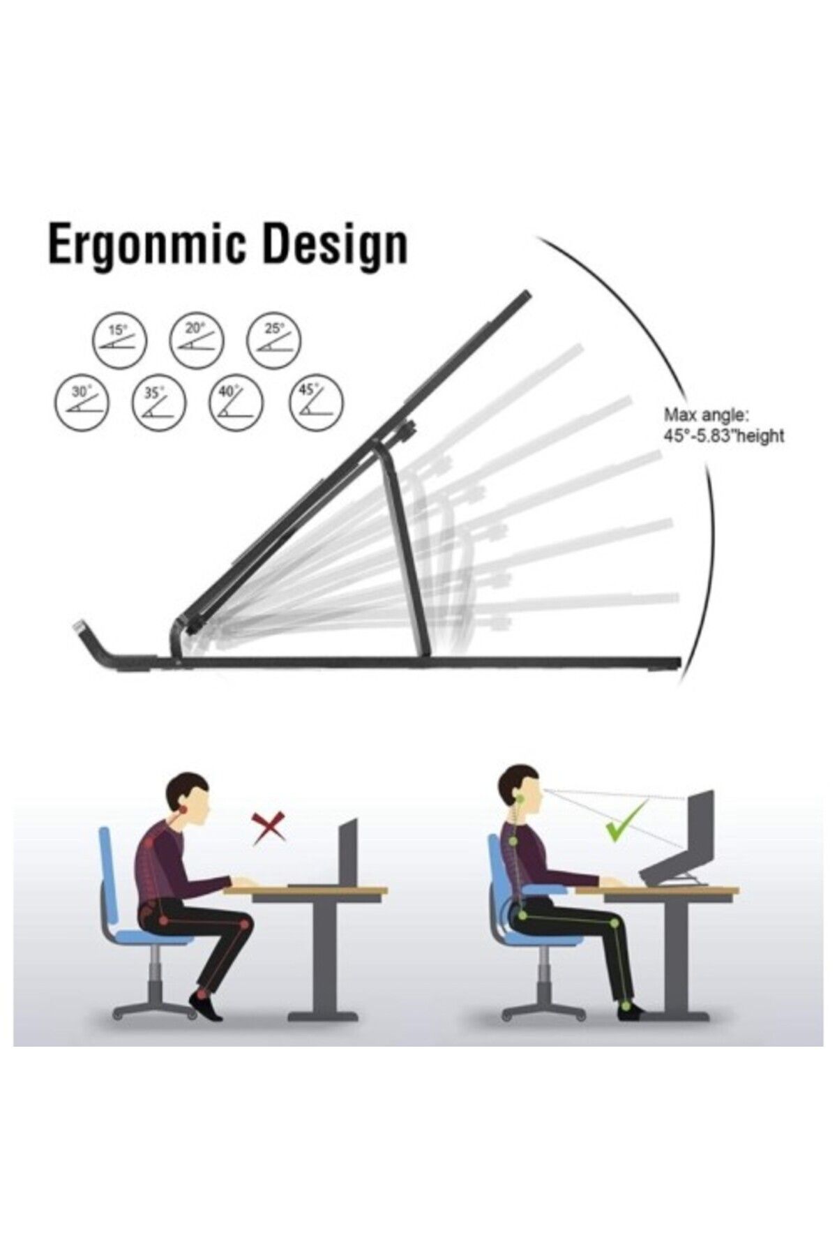 Genel Markalar Ayarlanabilir Laptop Standı 7 Kademe - Ergonomik Tasarım, Katlanabilir ve Yükseklik Ayarlı