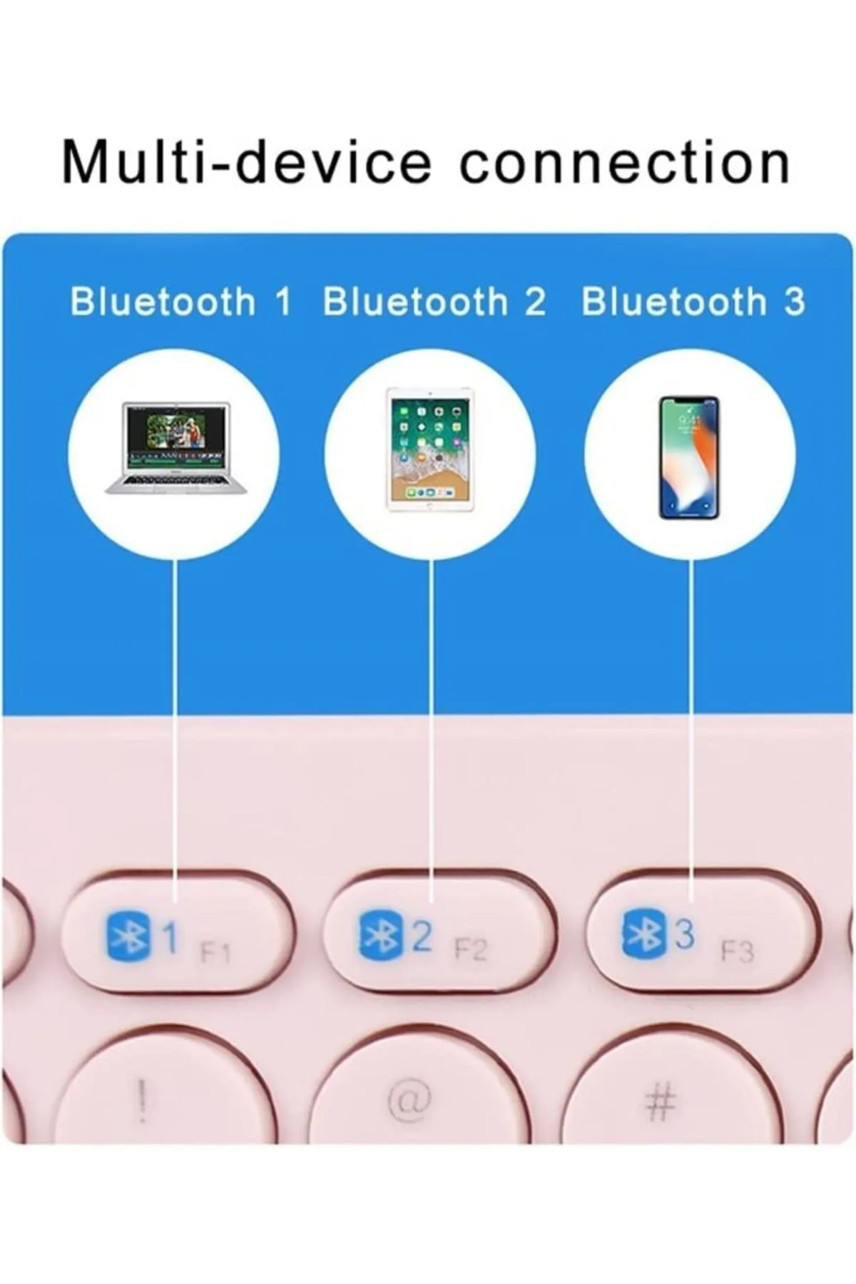 Coverzone B380 Bluetooth Bağlantılı Ince Tasarım Ipad Ile Uyumlu Telefon Tablet Için Q Klavye Pembe