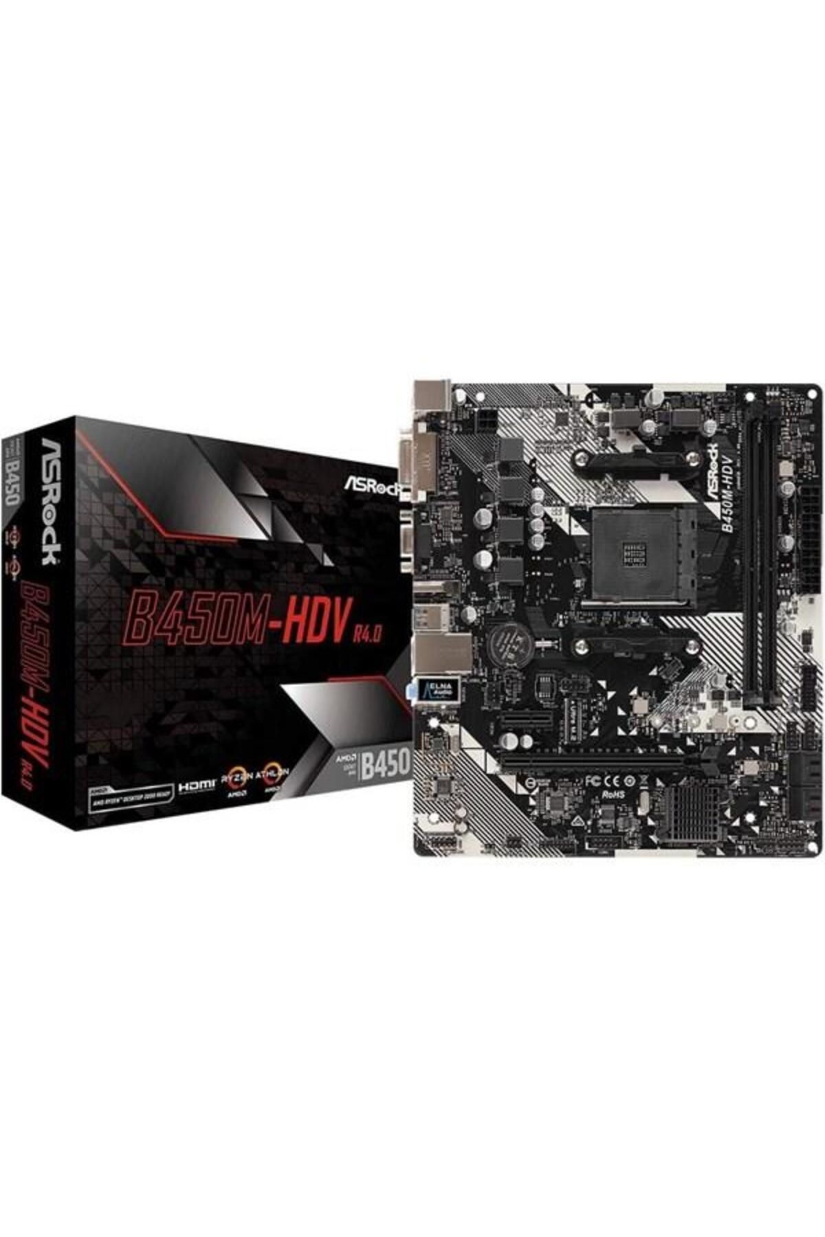 ASRock B450m-hdv R4.0 Ddr4 Hdmı Dvı Pcıe 16x V4.0 Am4 Matx