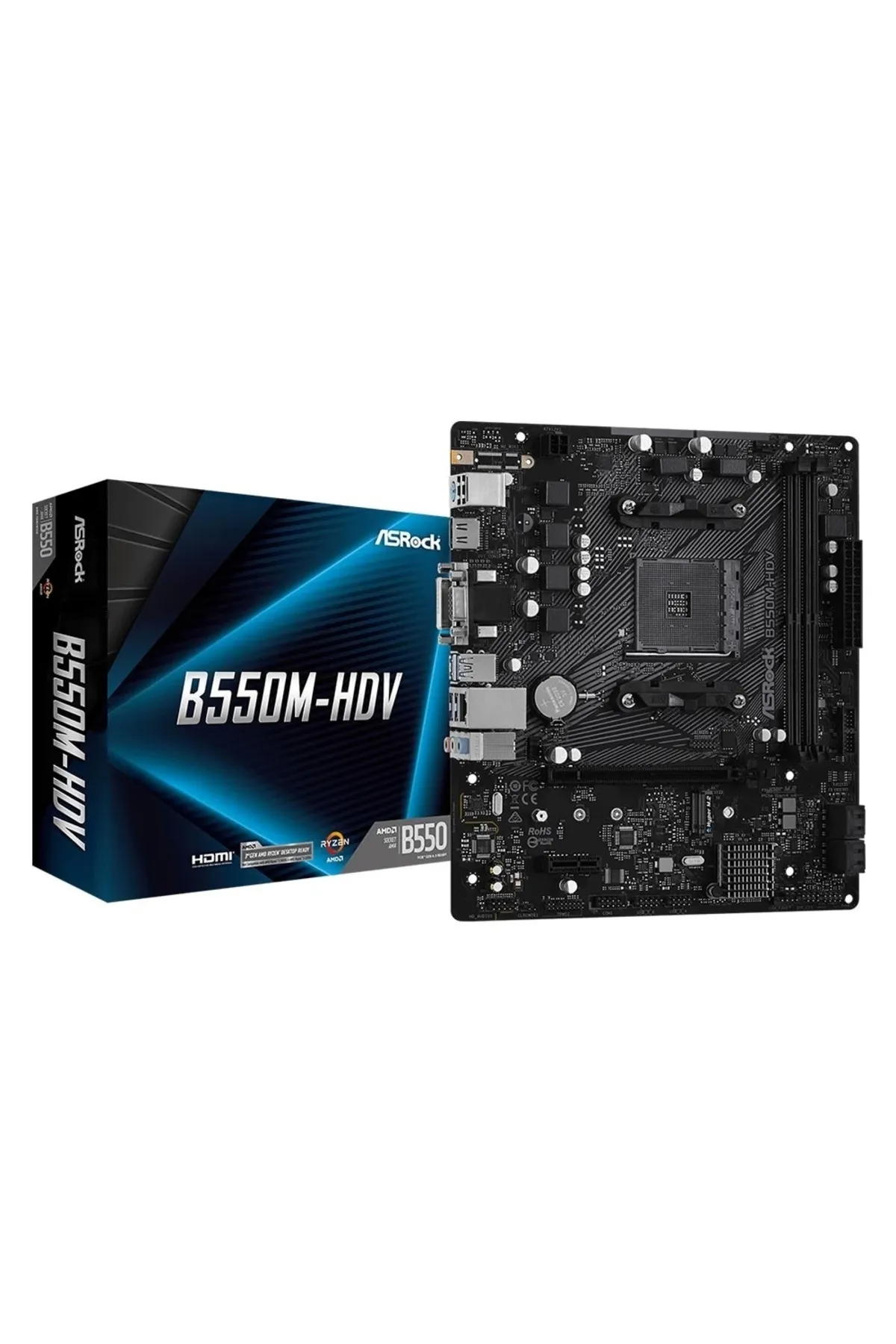 ASRock B550m-hdv Am4, Ddr4, 4733mhz Hdmı / Dvı / Vga, M.2, Pcı-e 4.0, Usb3.2 Matx Anakart - Kutusuz