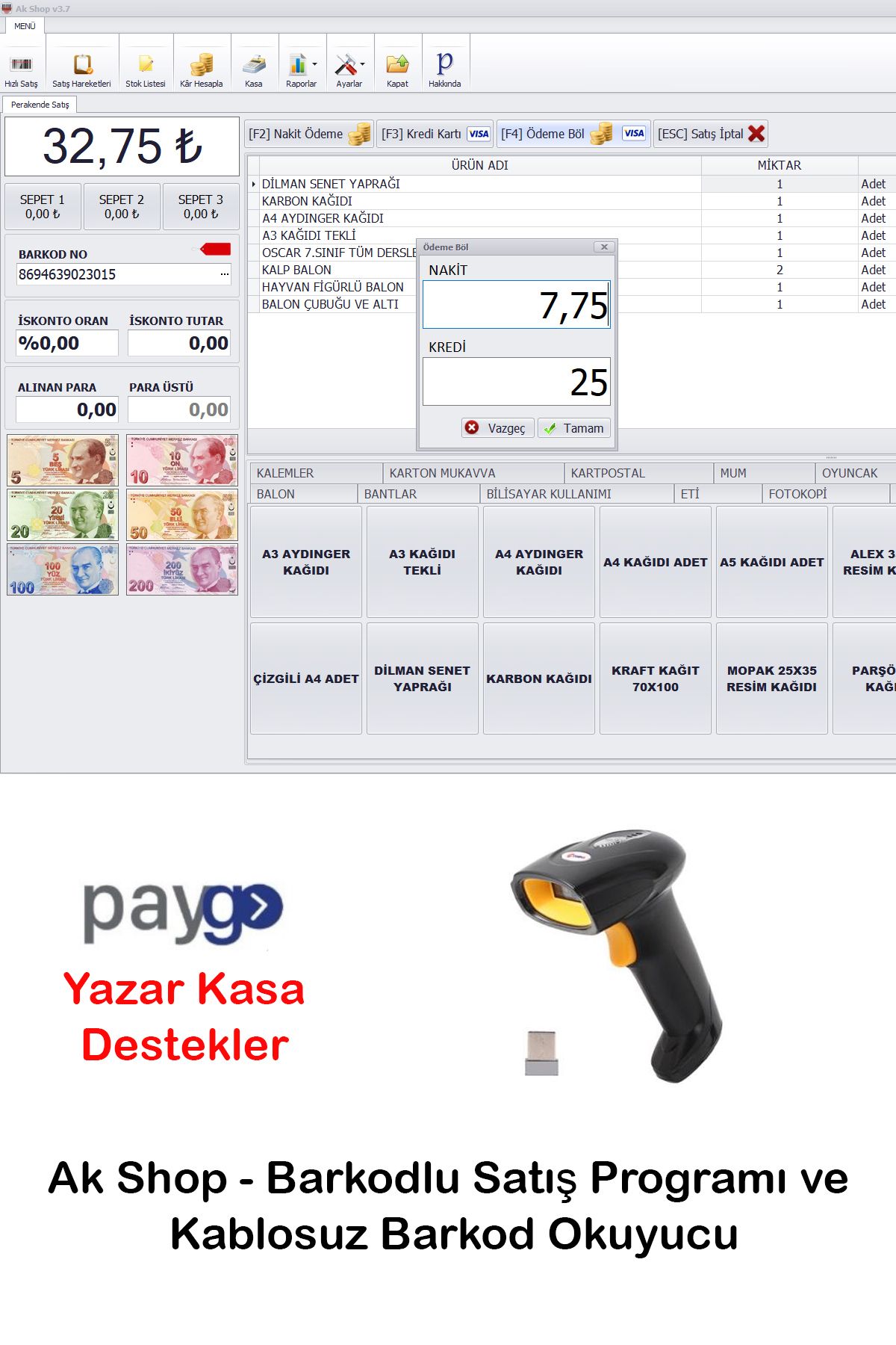 PazarTimi Barkod Satış Sistemi & Market Programı & Kablosuz Barkod Okuyucu