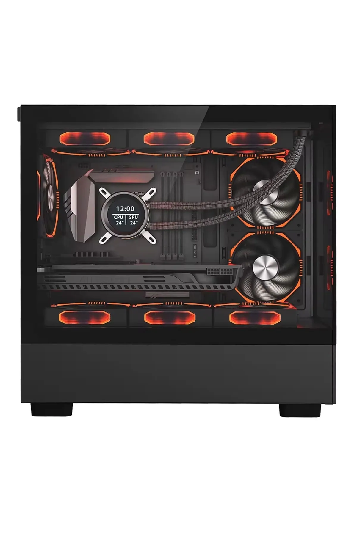 Dragos Basalt Pro 6x Argb Fan Usb 3.0 600w 80 Plus Matx Panoramik Temperli Cam Gaming Siyah Kasa