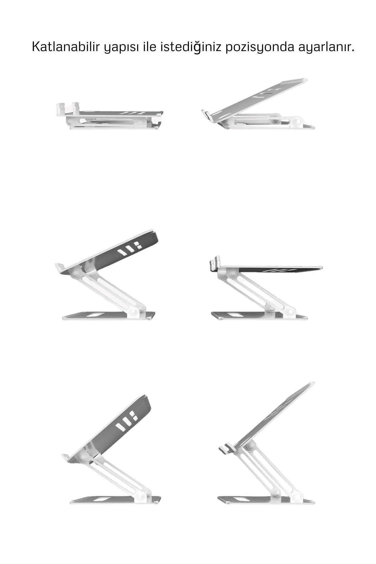 mufamet Basic 2 Tüm Modellerle Uyumlu Metal Kolay Ayarlanır Katlanabilir Ergonomik Laptop Standı Yükseltici