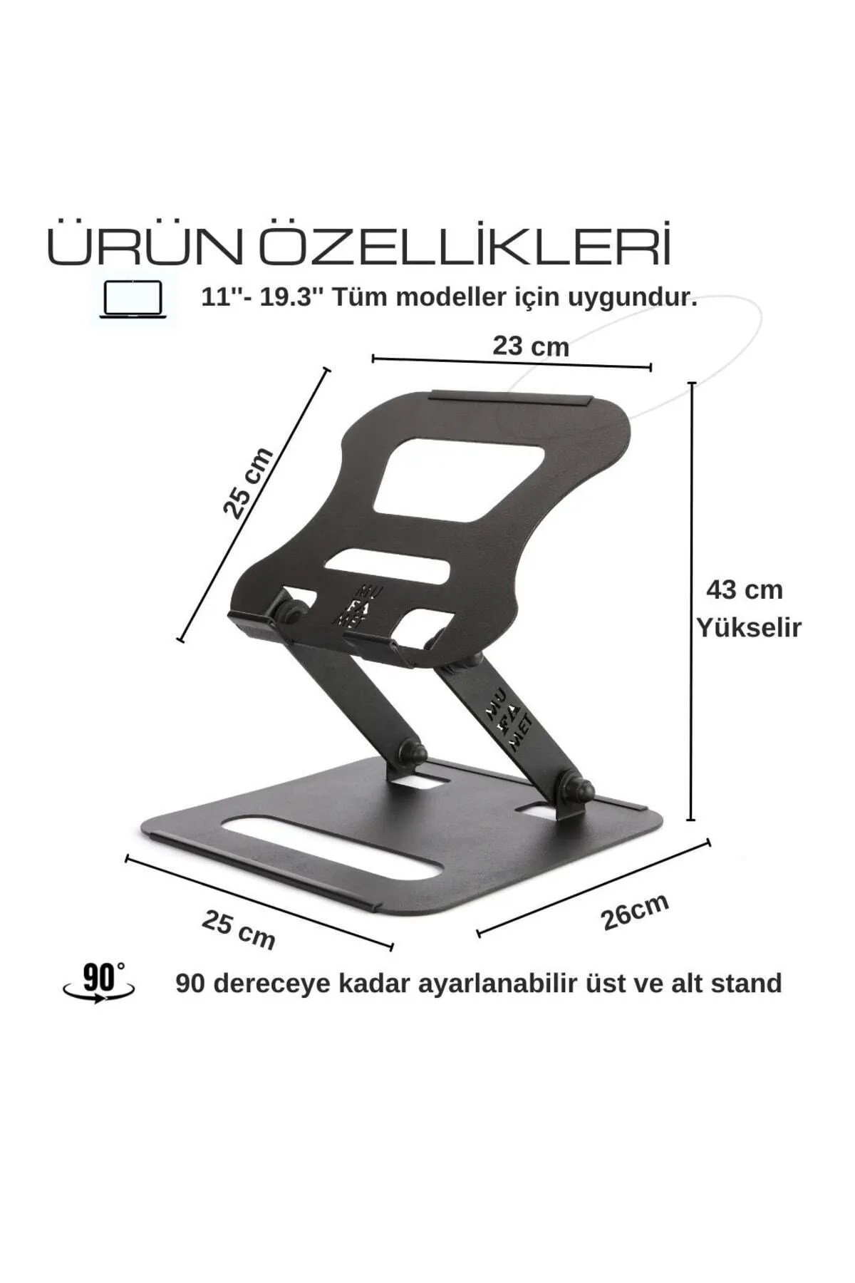 mufamet Basic-3 Tüm Modellerle Uyumlu Dayanıklı Kolay Ayarlanır Paslanmaz Çelik Ergonomik Laptop Standı