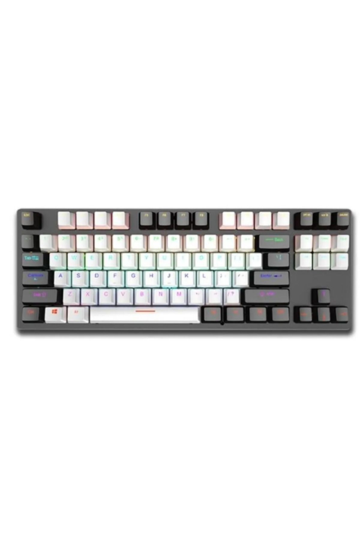 Smith Beyaz K550 Kablolu 87 Tuşlu Rgb Red Switch Mekanik Gaming Klavyesi Oyun Oyuncu Klavye