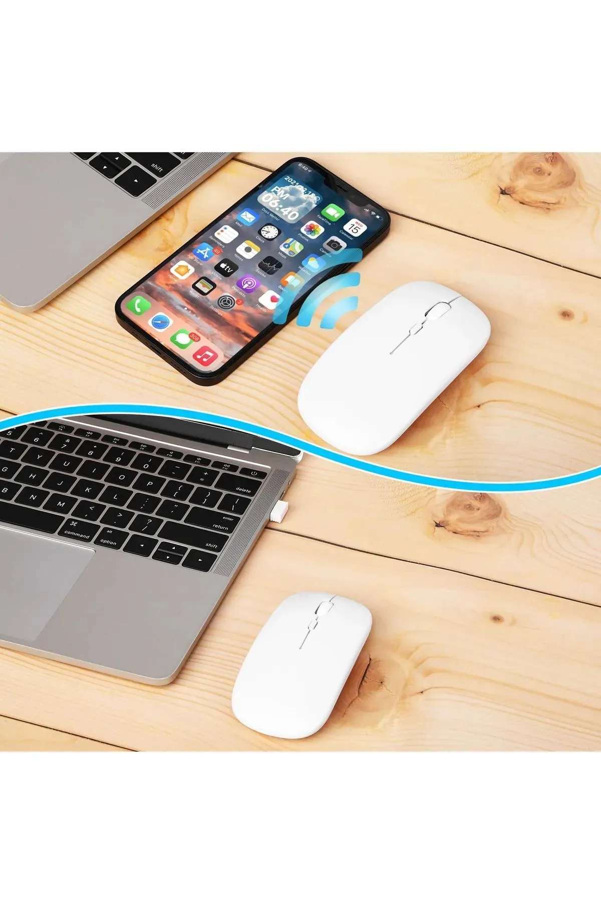 Tiffany Beyaz Kablosuz Wireless 2.4g Bluetooth Sessiz Mouse Şarj Edilebilir Rgb Renkli Ergonomik Tasarımlı