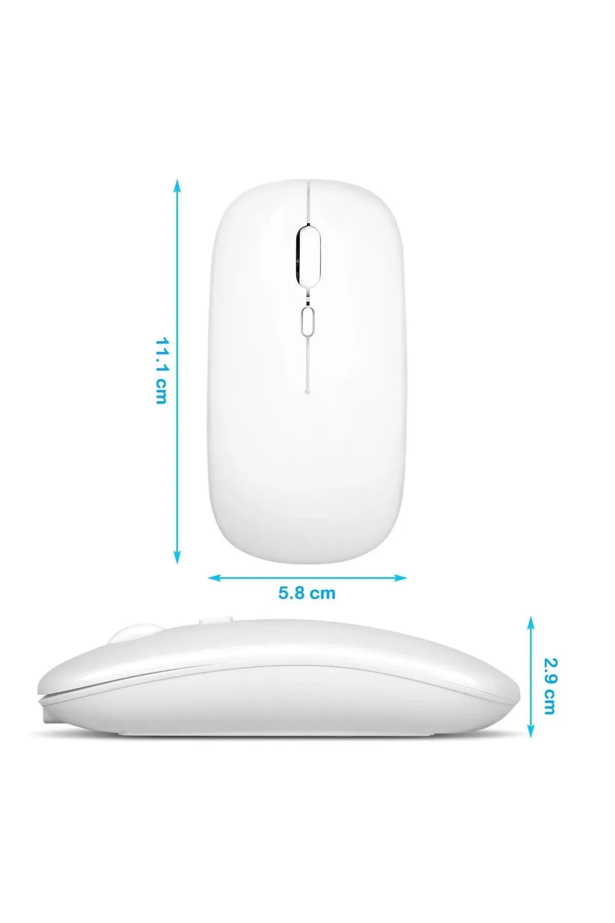 Tiffany Beyaz Kablosuz Wireless 2.4g Bluetooth Sessiz Mouse Şarj Edilebilir Rgb Renkli Ergonomik Tasarımlı