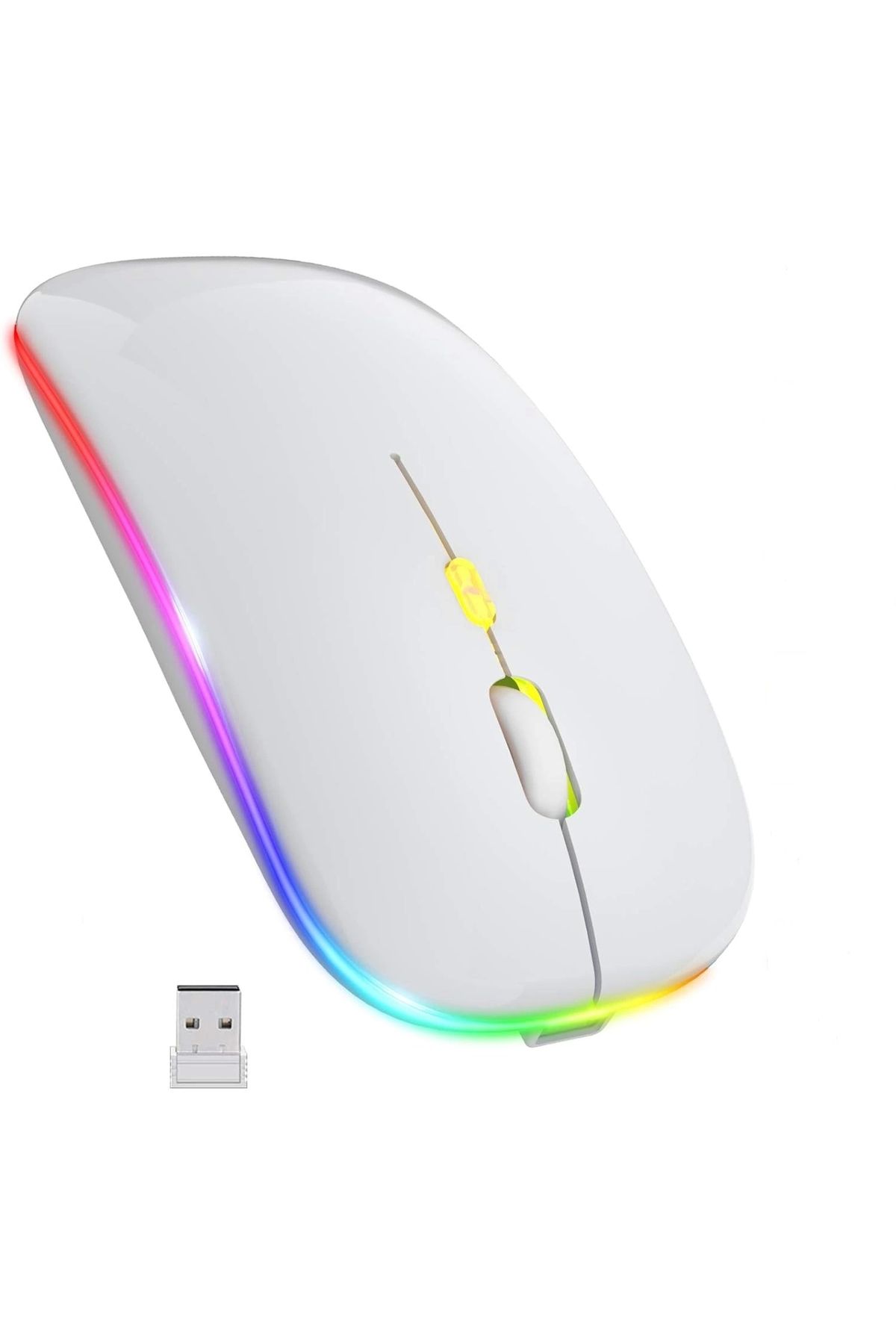 Blackbird Game Center Beyaz Rgb Şarjlı Kablosuz 1600dpı Işıklı Kablosuz Sessiz Mouse Bwm6