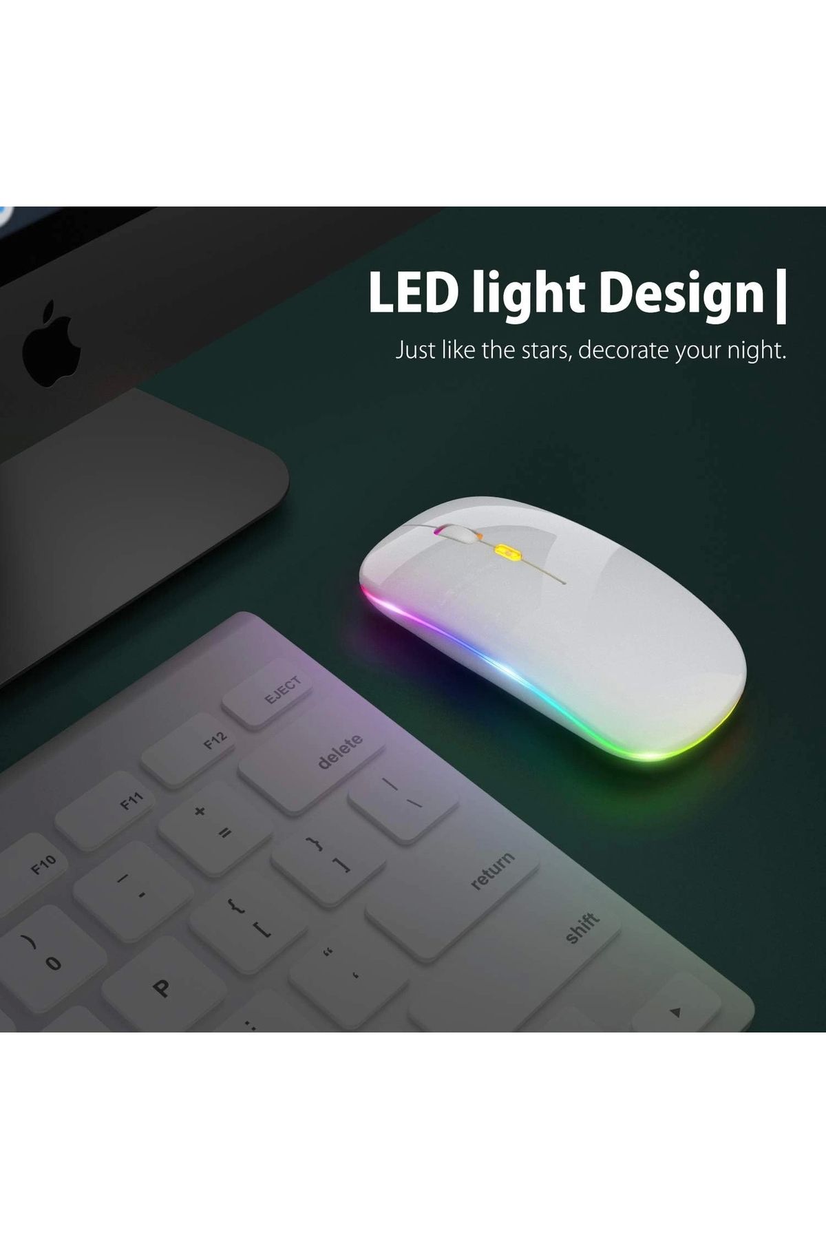 Blackbird Game Center Beyaz Rgb Şarjlı Kablosuz 1600dpı Işıklı Kablosuz Sessiz Mouse Bwm6