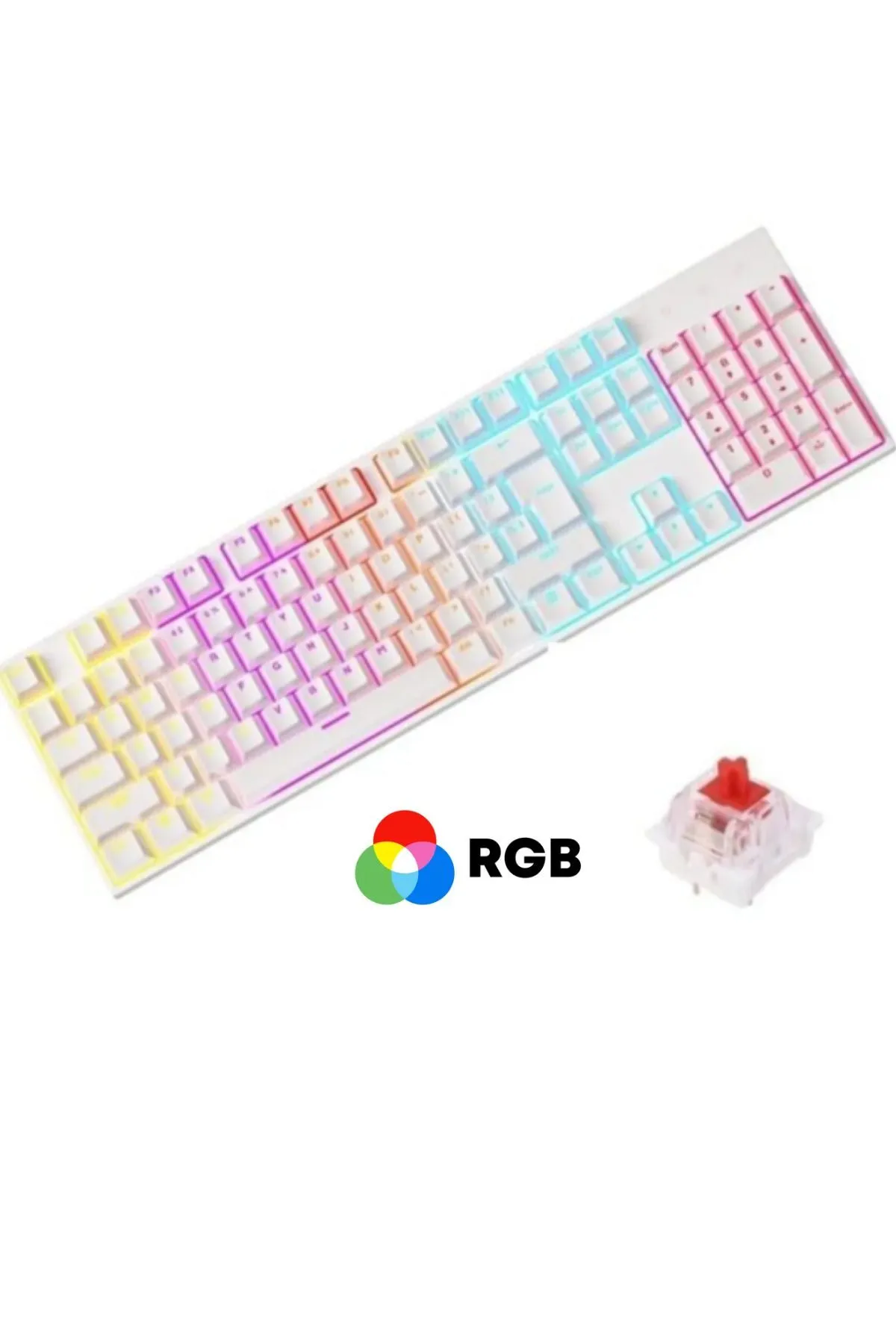 Sarftech Beyaz Rgb Kırmızı Switch Q Gaming Tam Mekanik Kablolu Oyuncu Klavyesi Bkb4