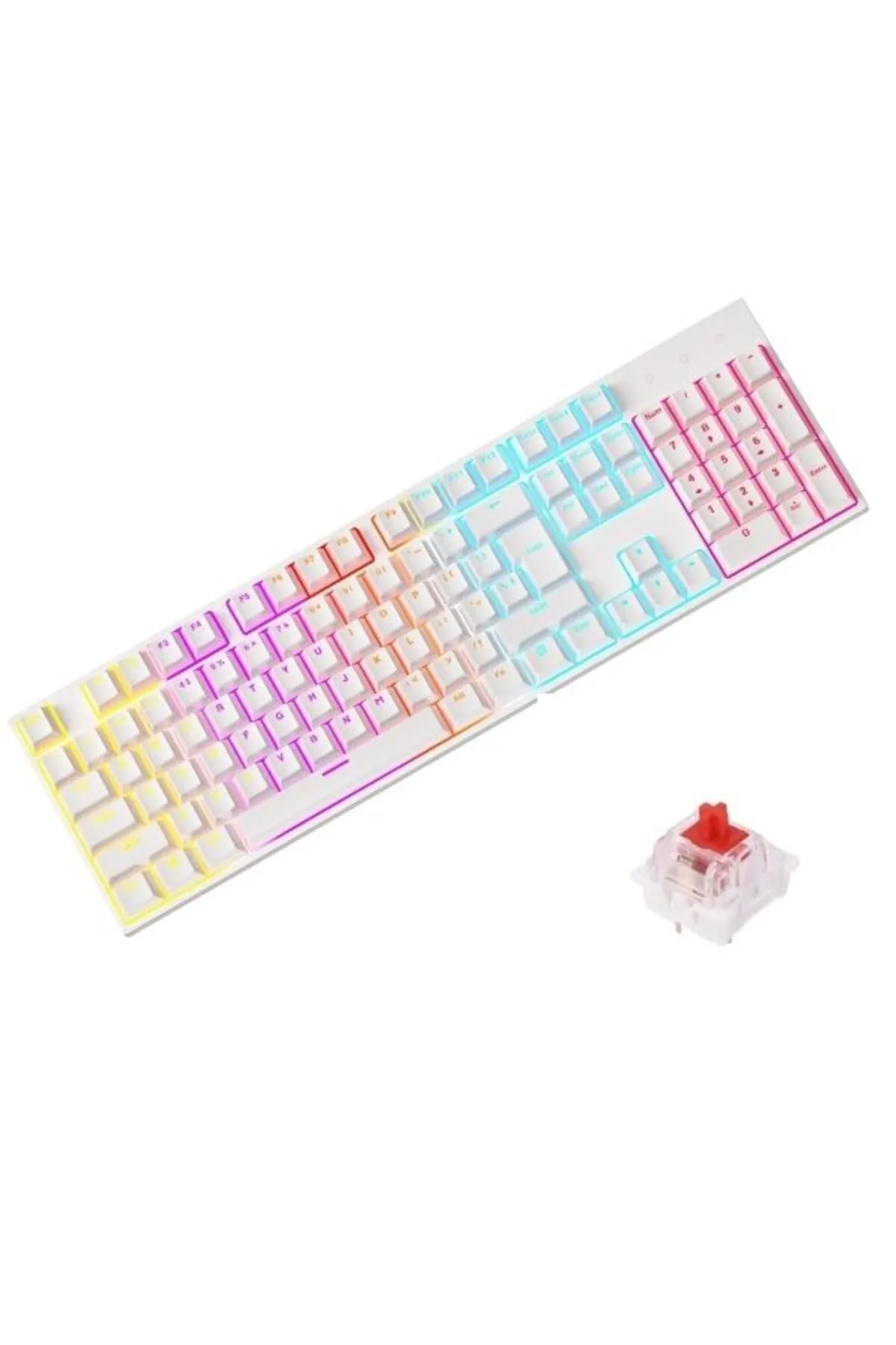 Sarftech Beyaz Rgb Kırmızı Switch Q Gaming Tam Mekanik Kablolu Oyuncu Klavyesi Bkb4