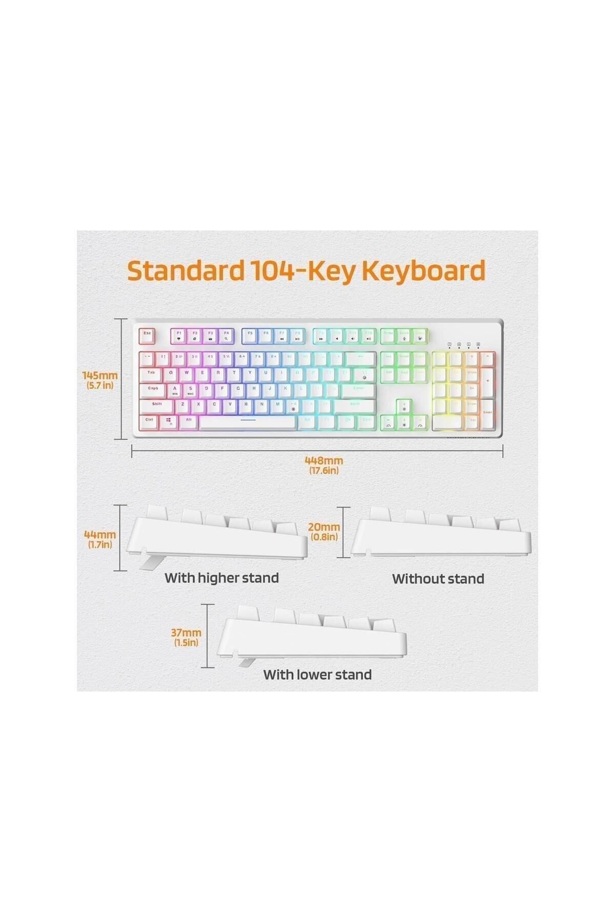 Sarftech Beyaz Rgb Mavi Switch Q Gaming Tam Mekanik Kablolu Oyuncu Klavyesi Bkb4