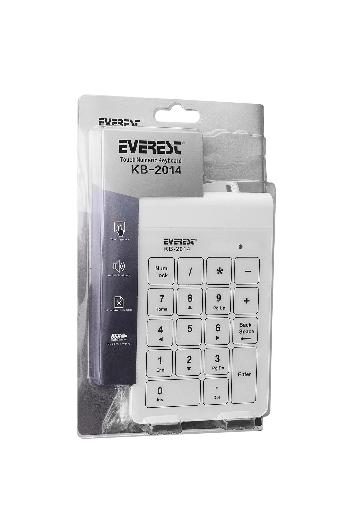 Everest Beyaz Usb Dokunmatik Numerik Standart Kablolu Klavye Kb-2014