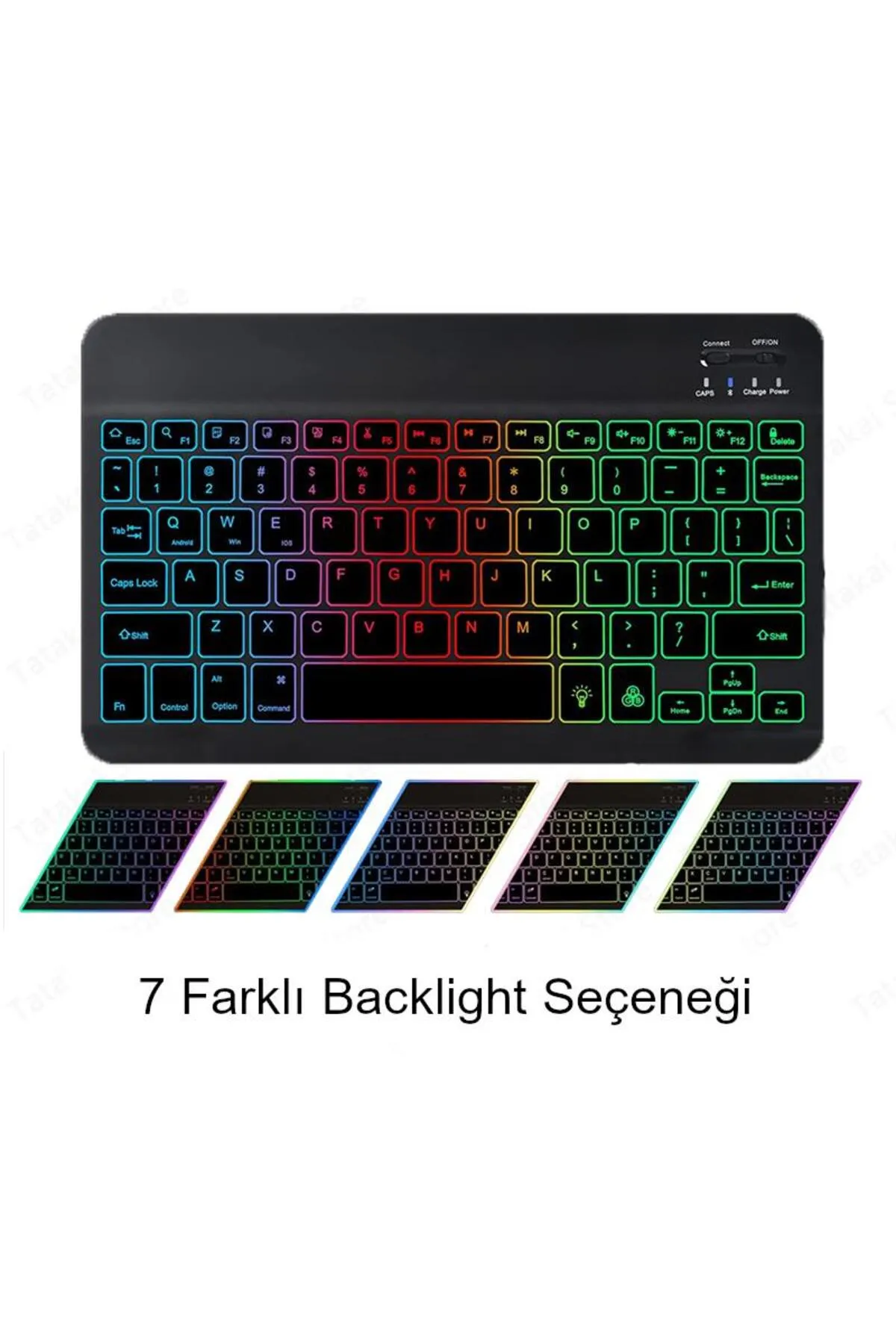 Valkyrie Bl30 Rgb 7 Renk Rainbow Bluetooth Kablosuz Türkçe Klavye - Android Ios Windows Uyumlu - Şar