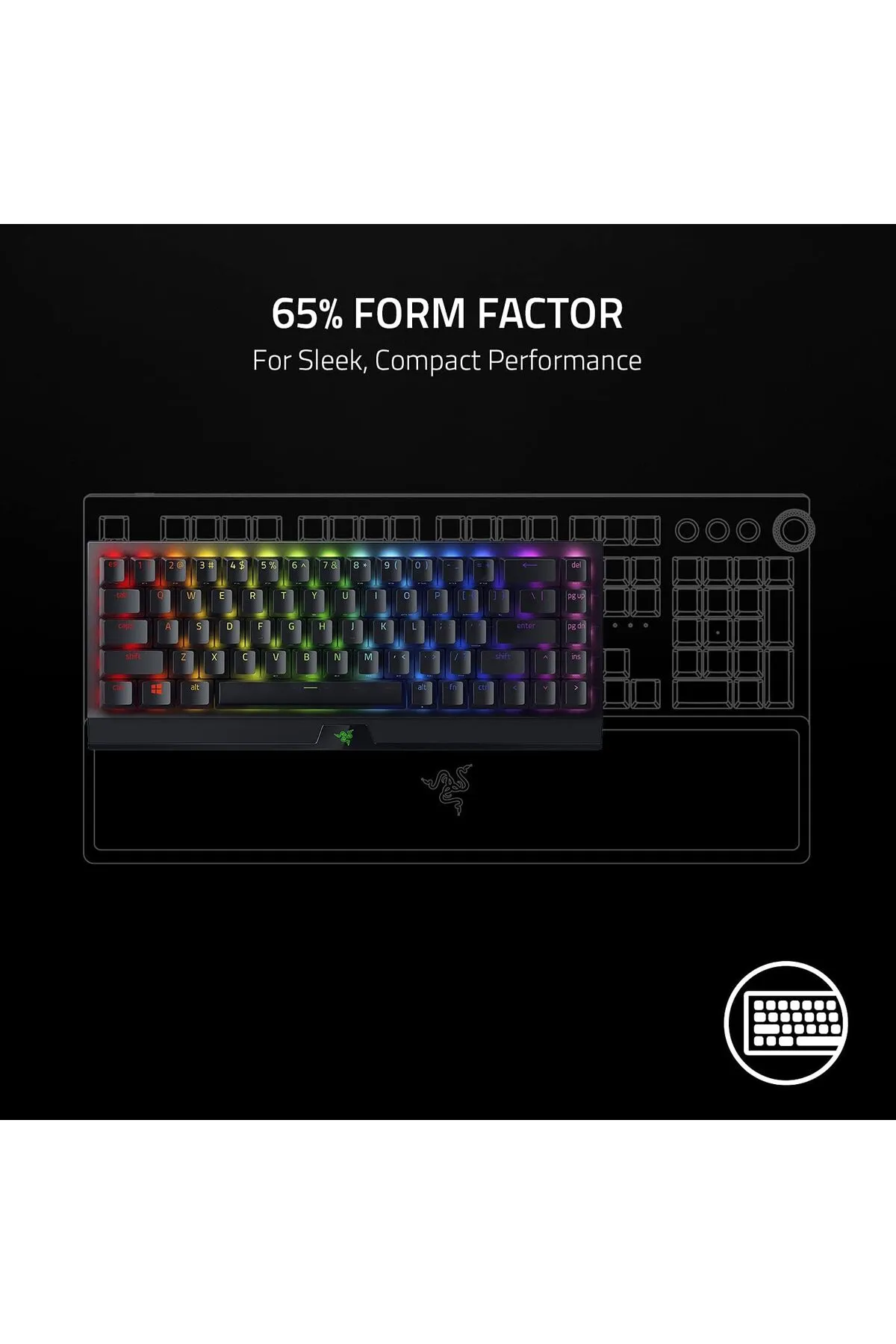 Razer BlackWidow V3 Mini HyperSpeed - Green Switch, %65 Kablosuz Mekanik Oyuncu Klavyesi, RGB