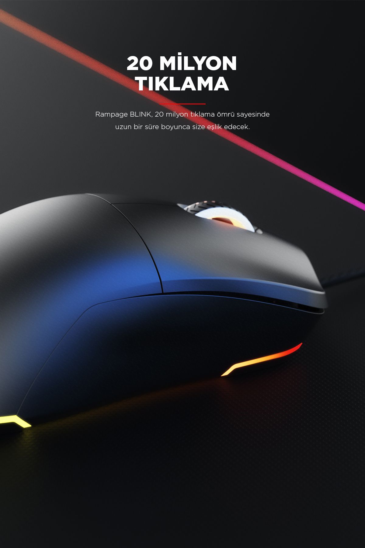 Rampage Blink Rgb Mouse Makrolu 12800 Dpi Oyuncu Mouse Gaming Mouse Örgü Kablo E-spor Mouse Profesyonel