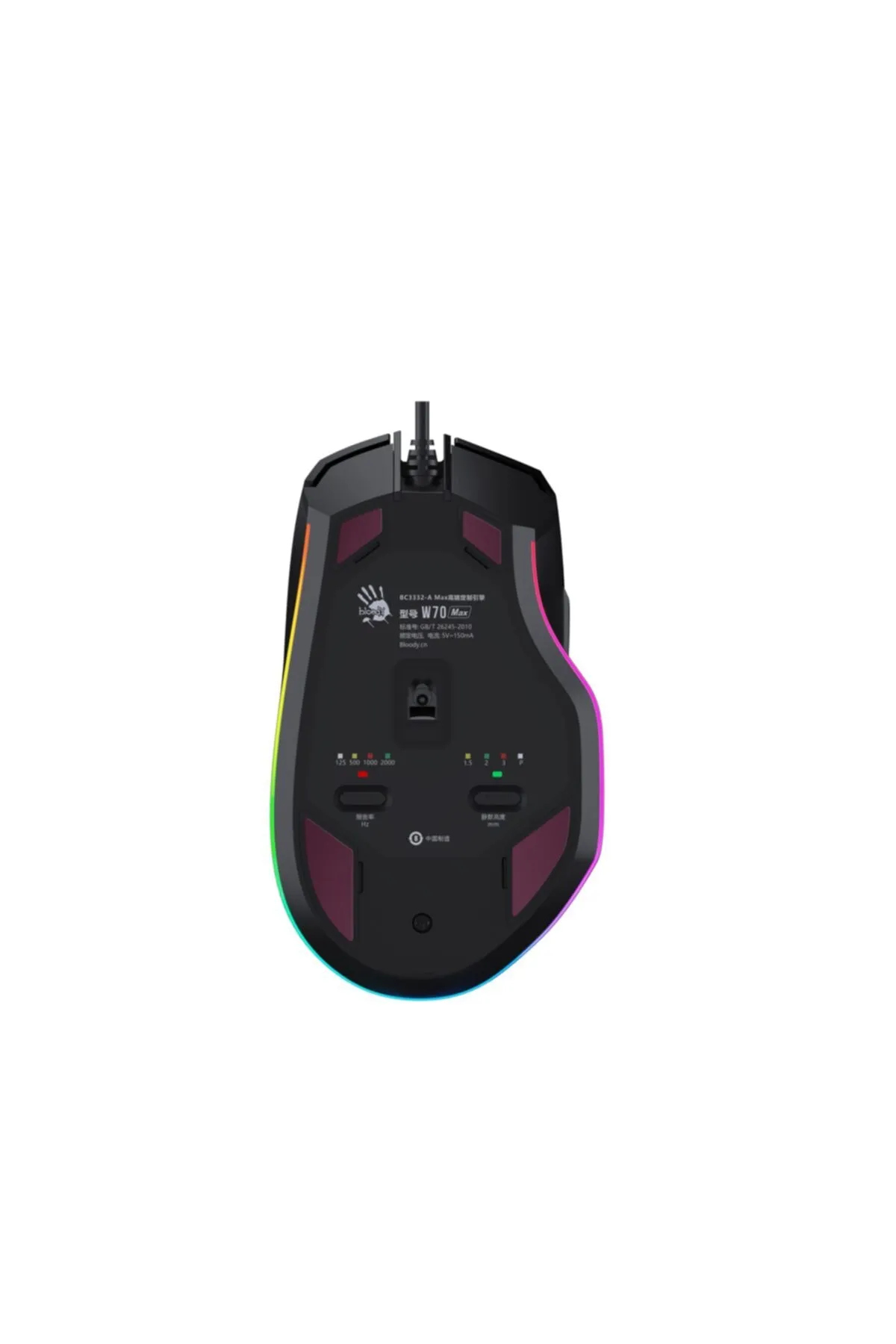 A4 Tech Bloody W70 Max Stone Black 10k Cpı Opt Rgb-uc3&4 Aktif Gaming Mouse Uyumlu