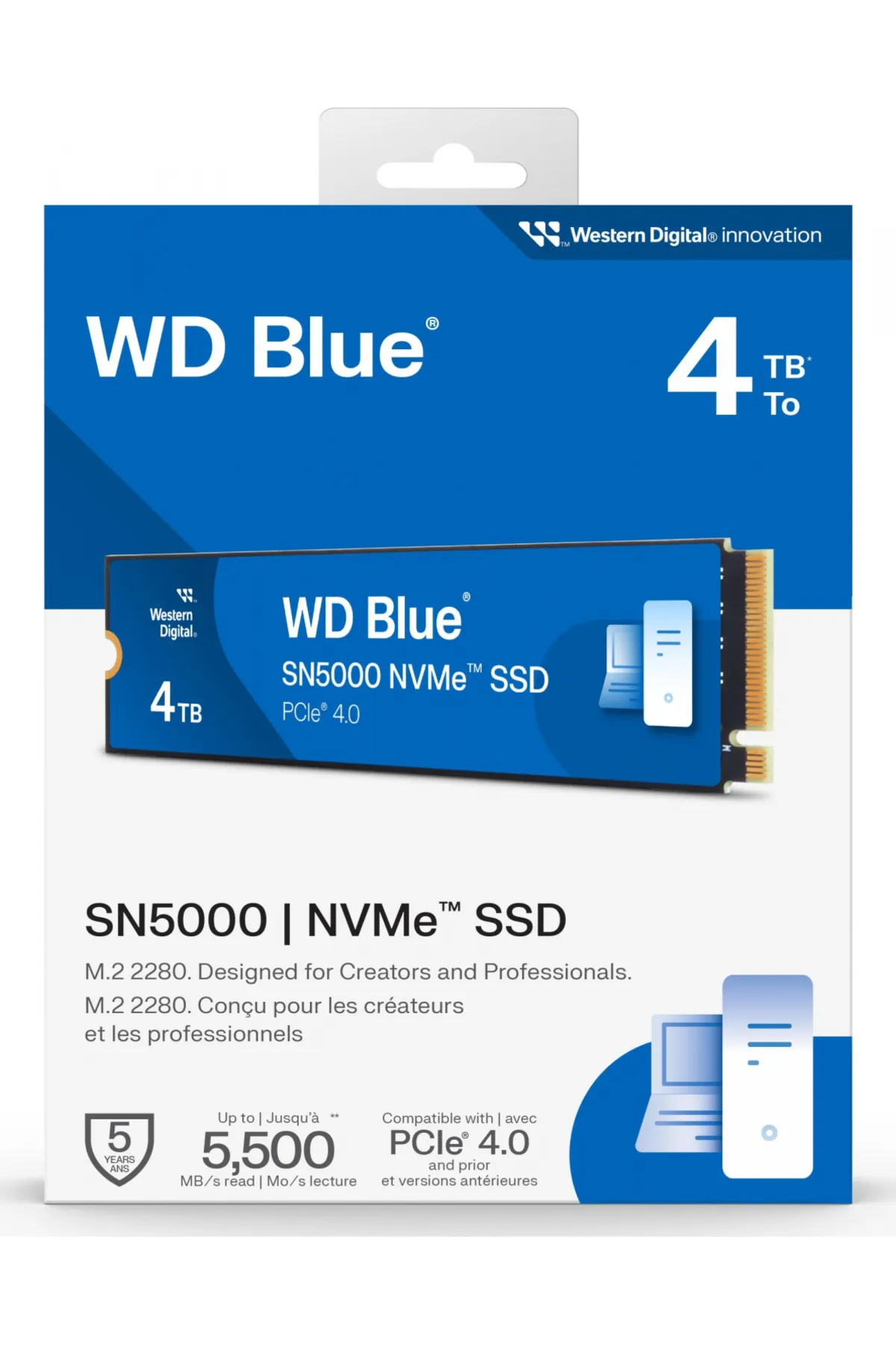 WD Blue SN5000 4TB WDS400T4B0E 5500/5000MB/s PCIe Gen4 x4 M.2 2280 NVMe SSD