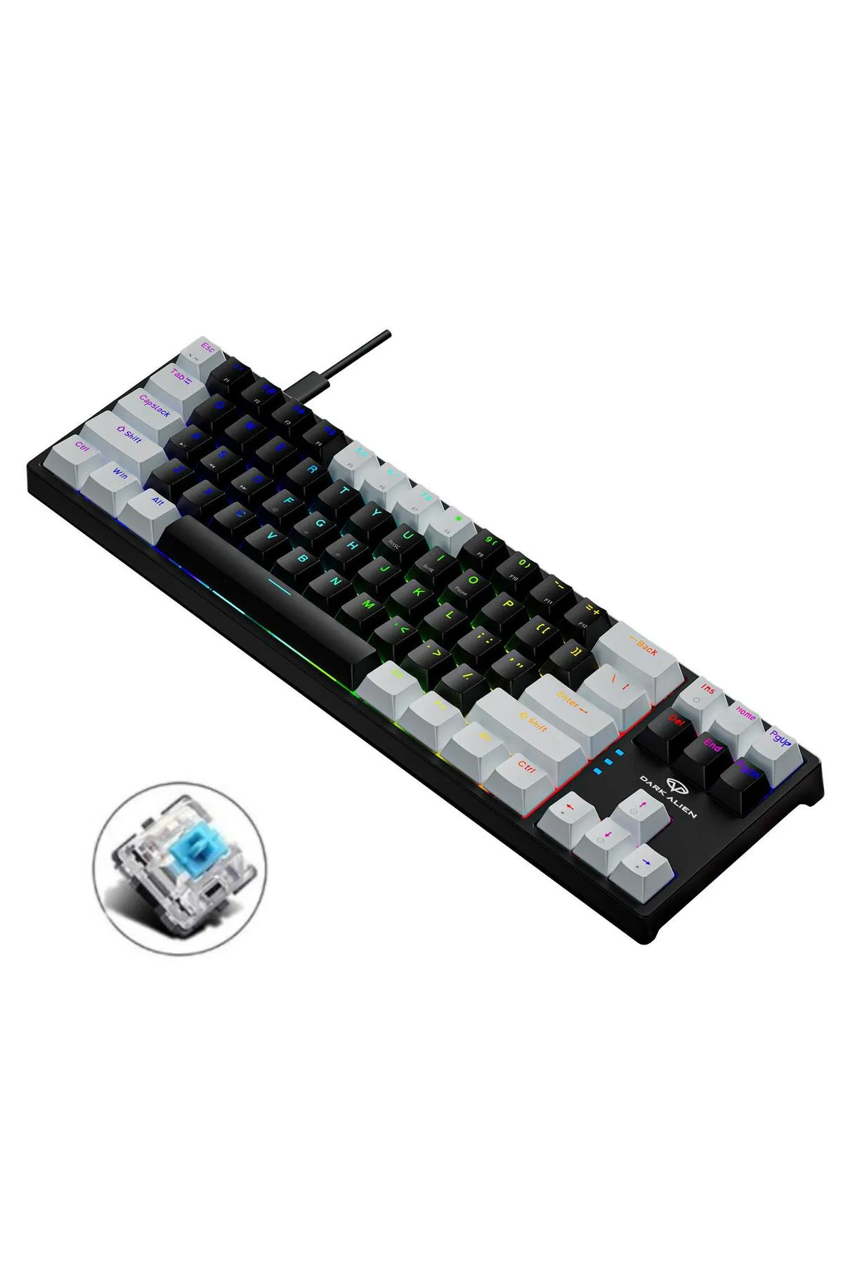 Valkyrie Blue Switch Dark Alien K710 71 Tuş Rgb Gaming Klavye - Mekanik Mavi Tuş Type-c - 2 Kademe