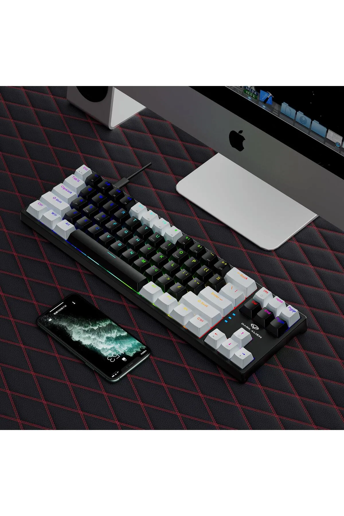 Valkyrie Blue Switch Dark Alien K710 71 Tuş Rgb Gaming Klavye - Mekanik Mavi Tuş Type-c - 2 Kademe