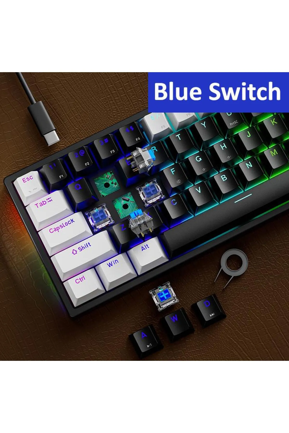 Valkyrie Blue Switch Dark Alien K710 71 Tuş Rgb Gaming Klavye - Mekanik Mavi Tuş Type-c - 2 Kademe